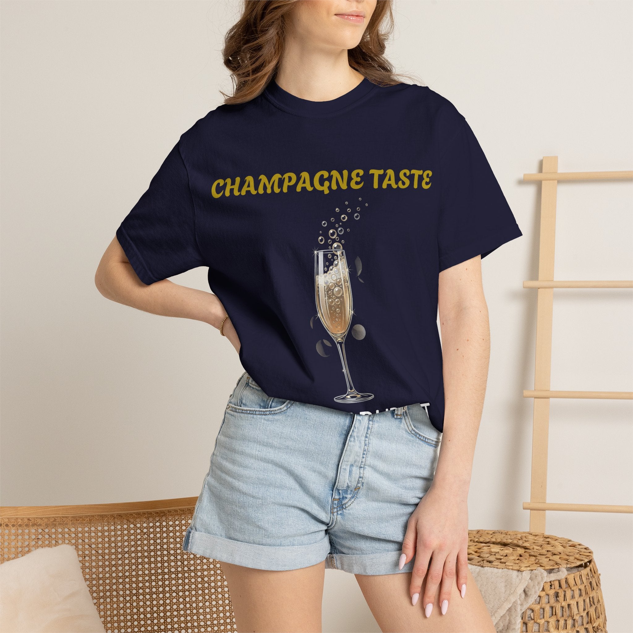 Champagne Taste, Boujee Budget T-Shirt — Funny Sparkling Wine Tee