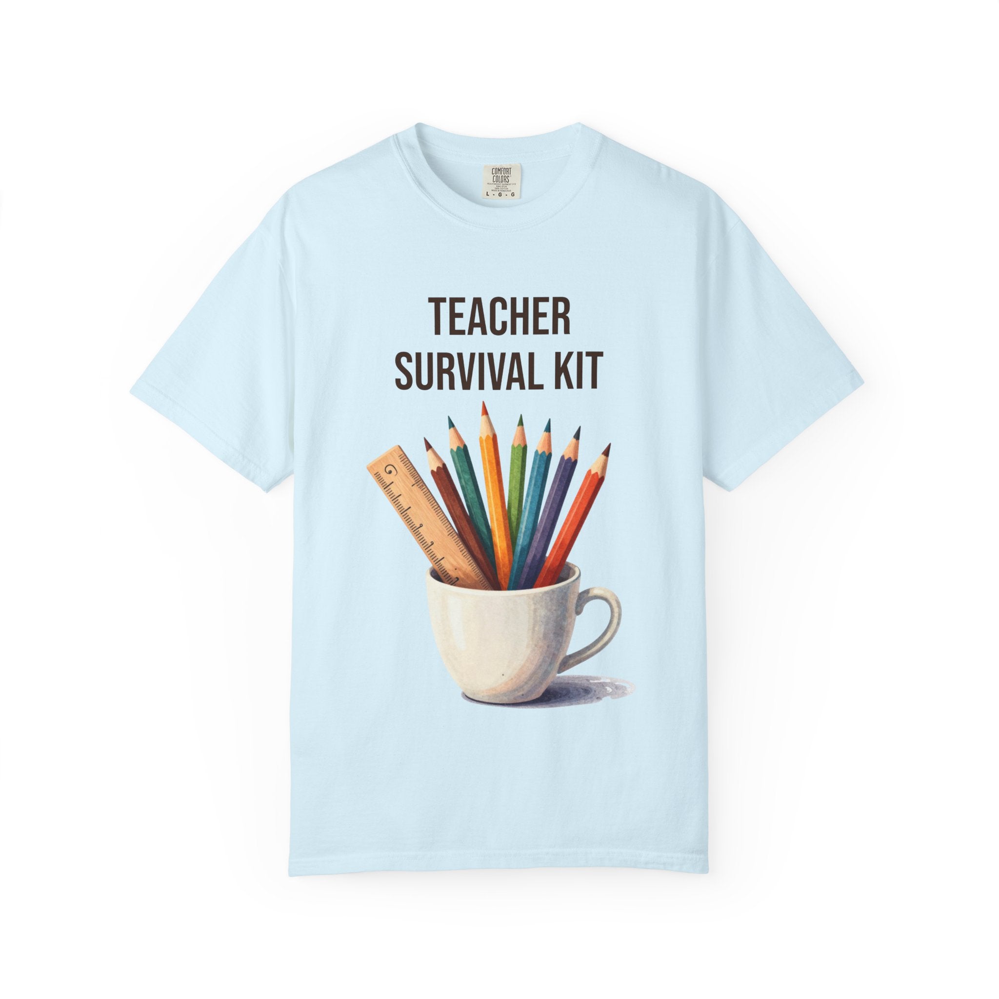 Teacher Survival Kit T-Shirt — Cute Pencil & Mug Graphic Tee for Teachers, Back-to-School Gift