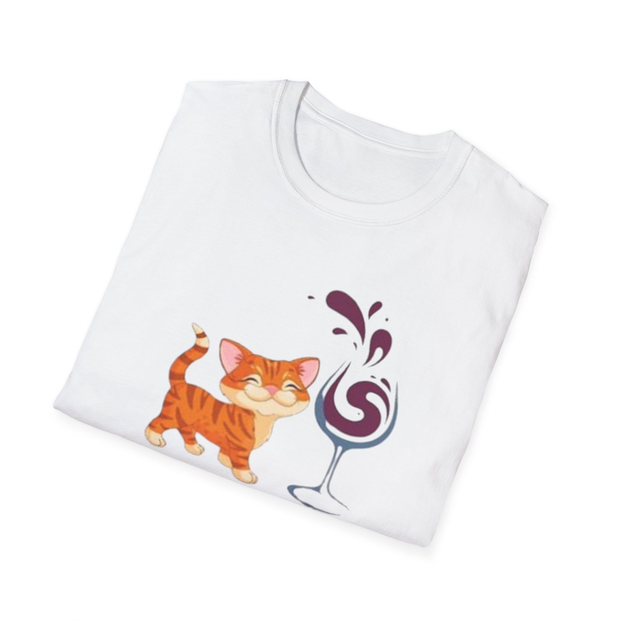 Cats & Wine T-Shirt — Cute Orange Cat with Wine Glass Graphic