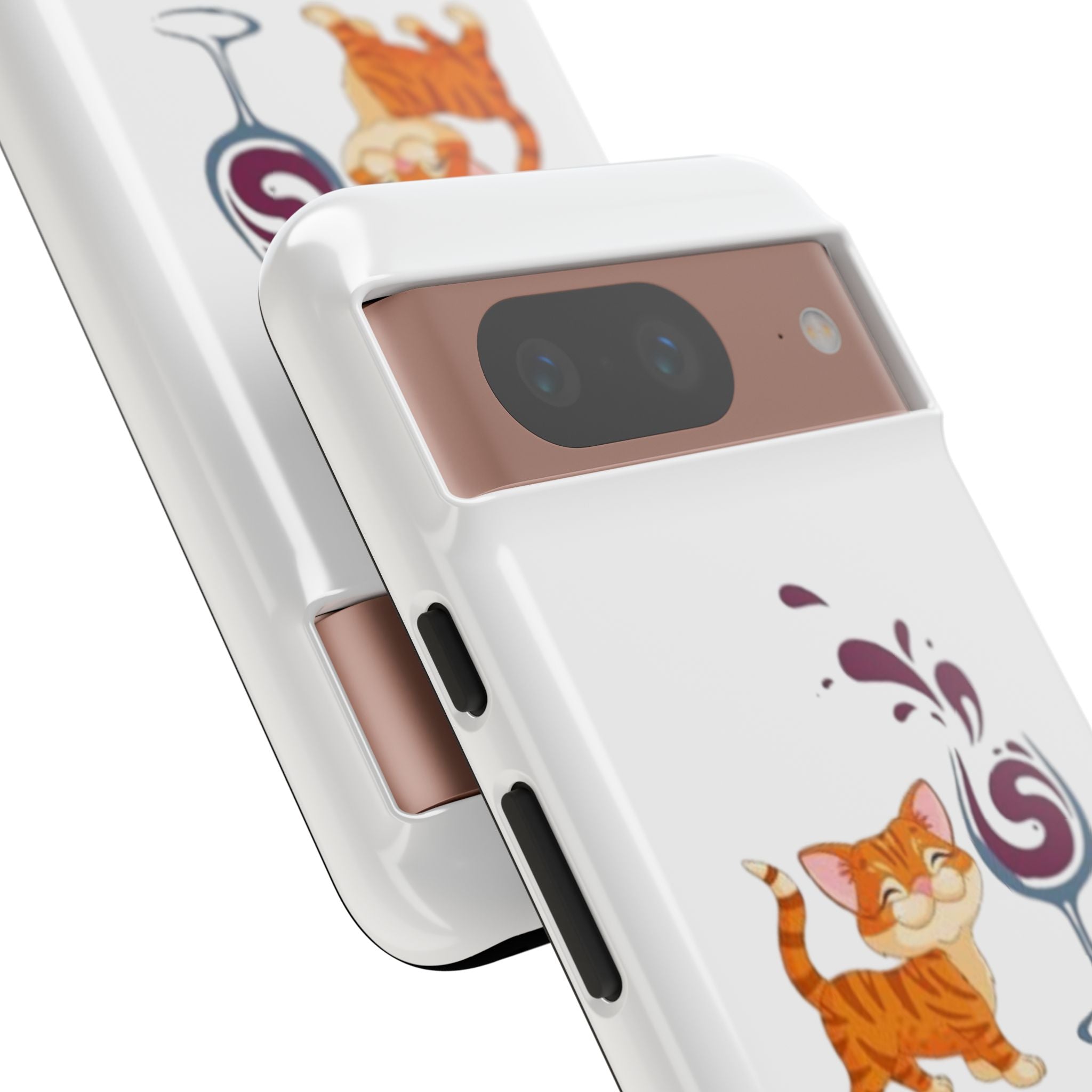 Cats & Wine Phone Case — Cute Orange Cat with Wine Glass Protective Case