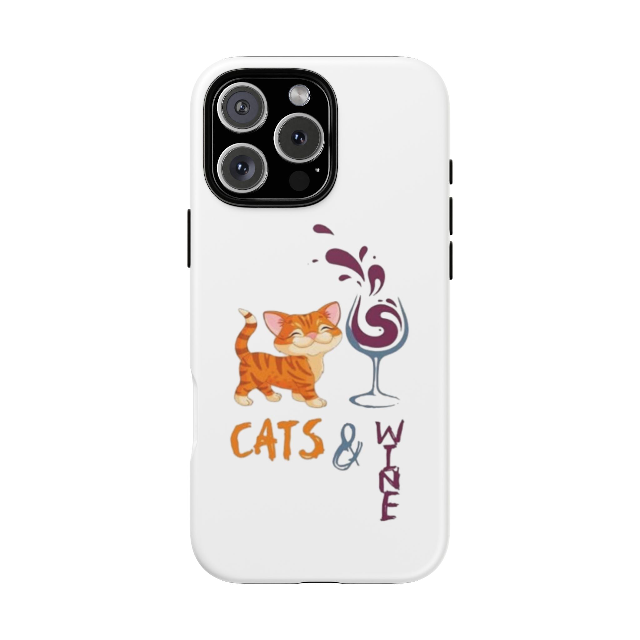 Cats & Wine Phone Case — Cute Orange Cat with Wine Glass Protective Case