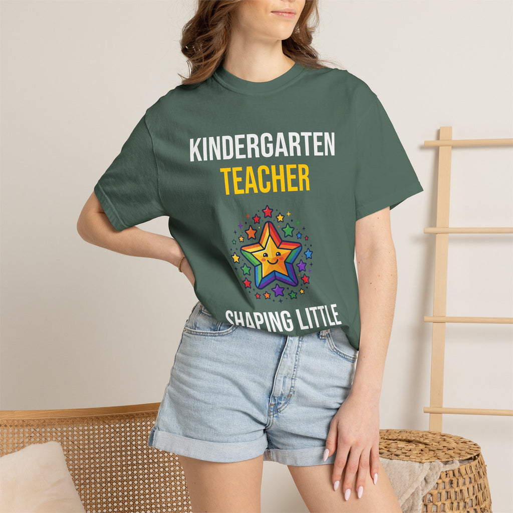Kindergarten Teacher T-Shirt - "Shaping Little Minds Daily" Cute Star Design