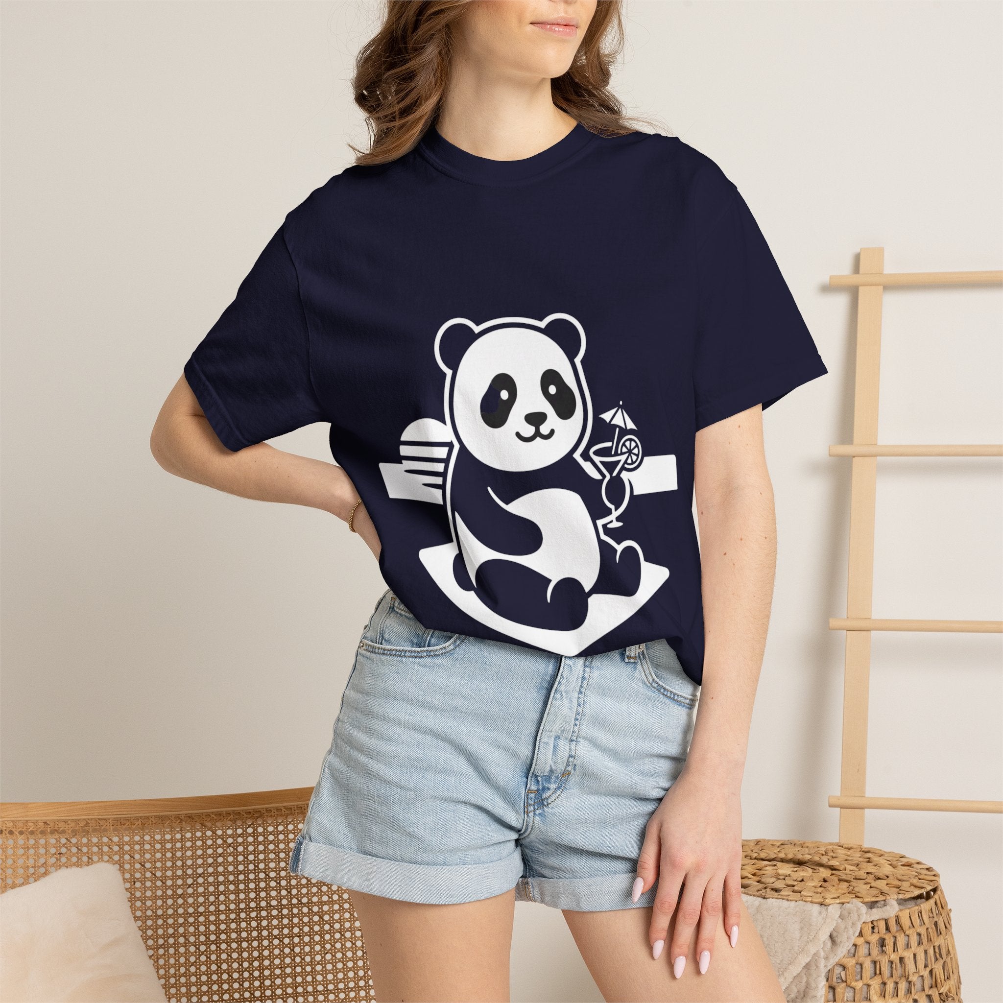 Panda Picnic T-Shirt — Cute Relaxing Panda Holding Drink Graphic Tee