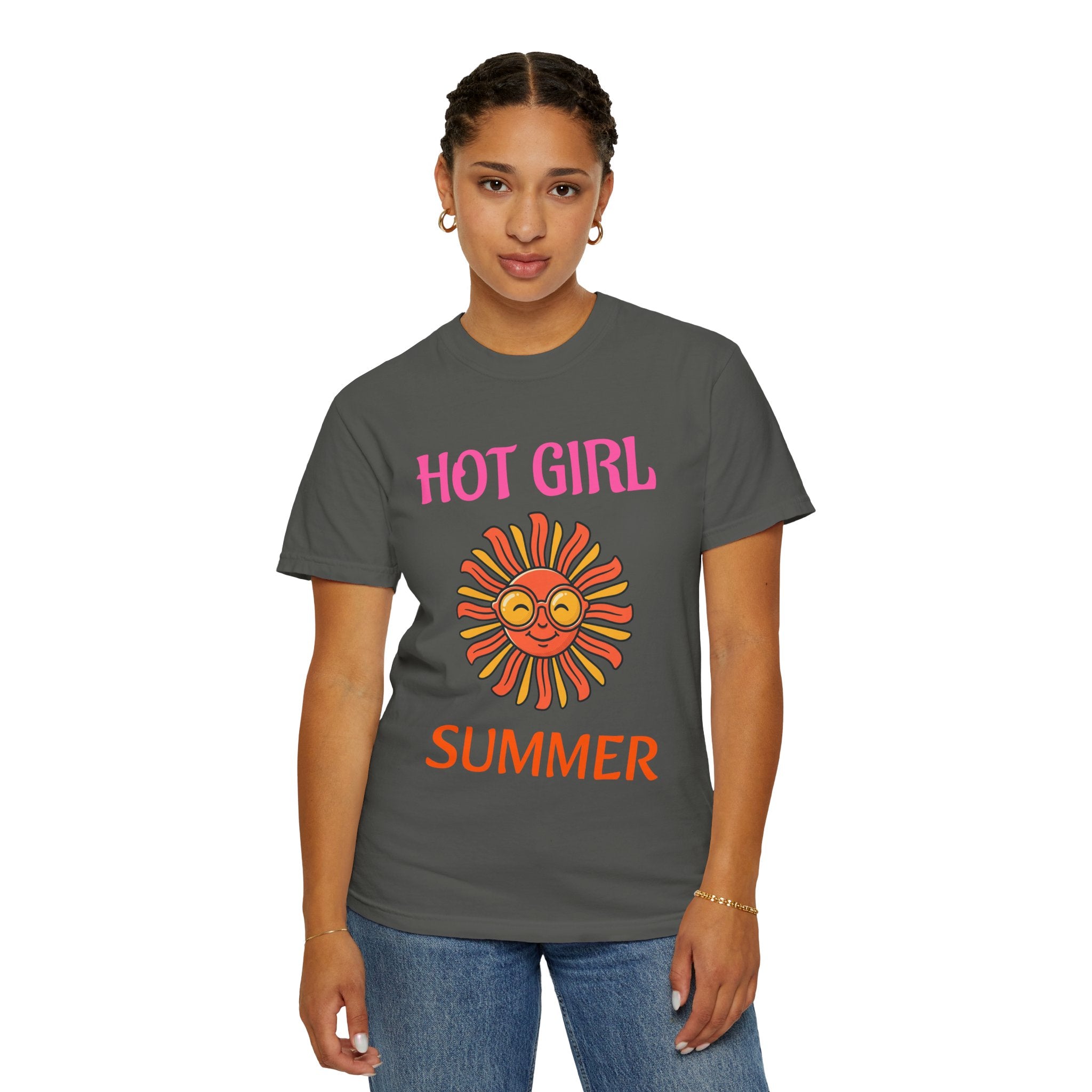 Hot Girl Summer T-Shirt — Retro Smiling Sun Graphic Tee