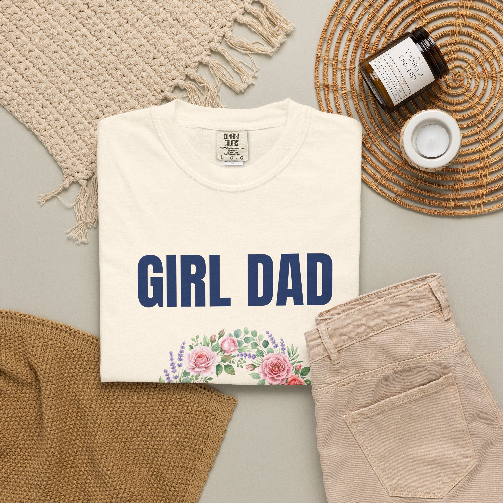 Girl Dad Floral Wreath T-Shirt — Proud Girl Dad Father's Day Gift Tee