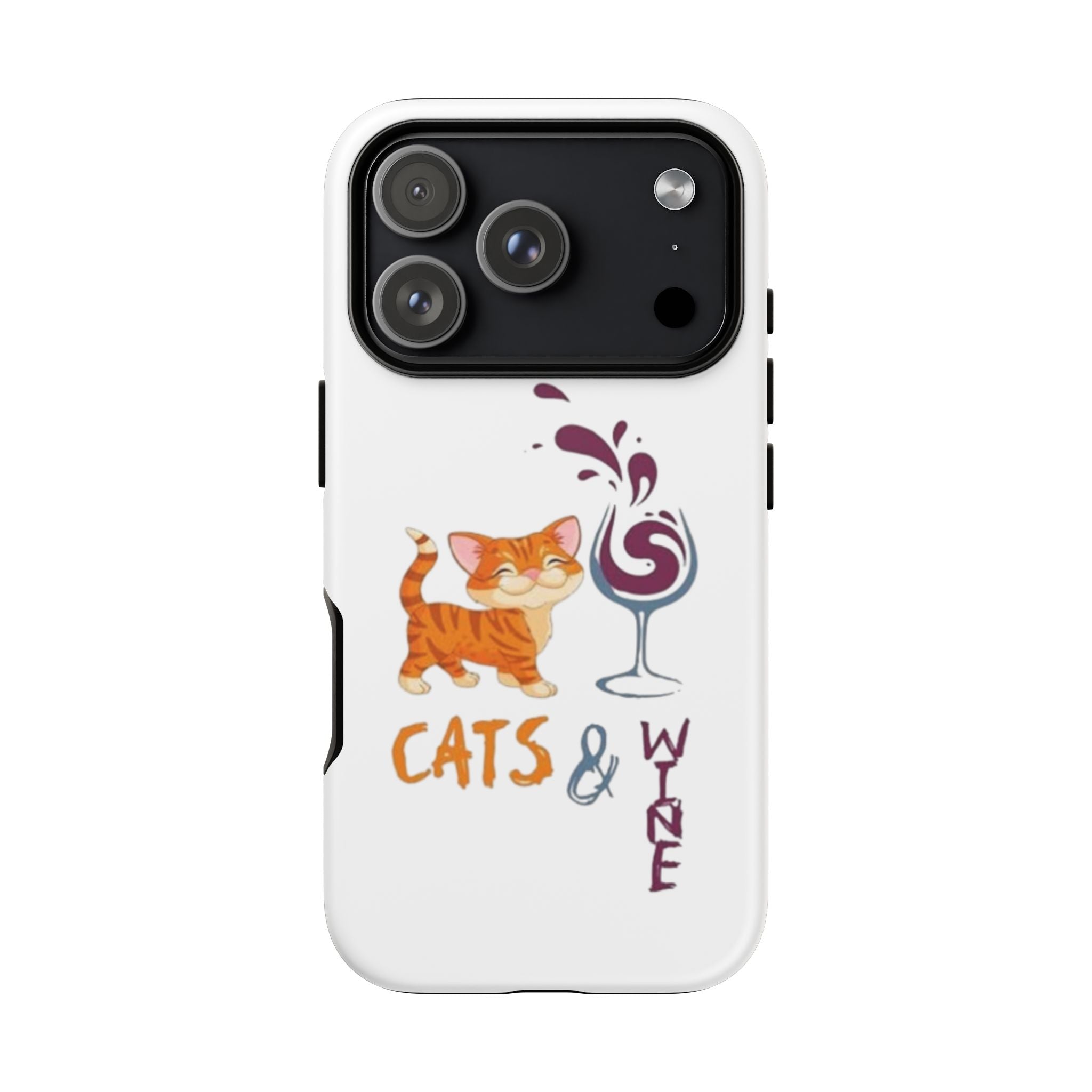 Cats & Wine Phone Case — Cute Orange Cat with Wine Glass Protective Case