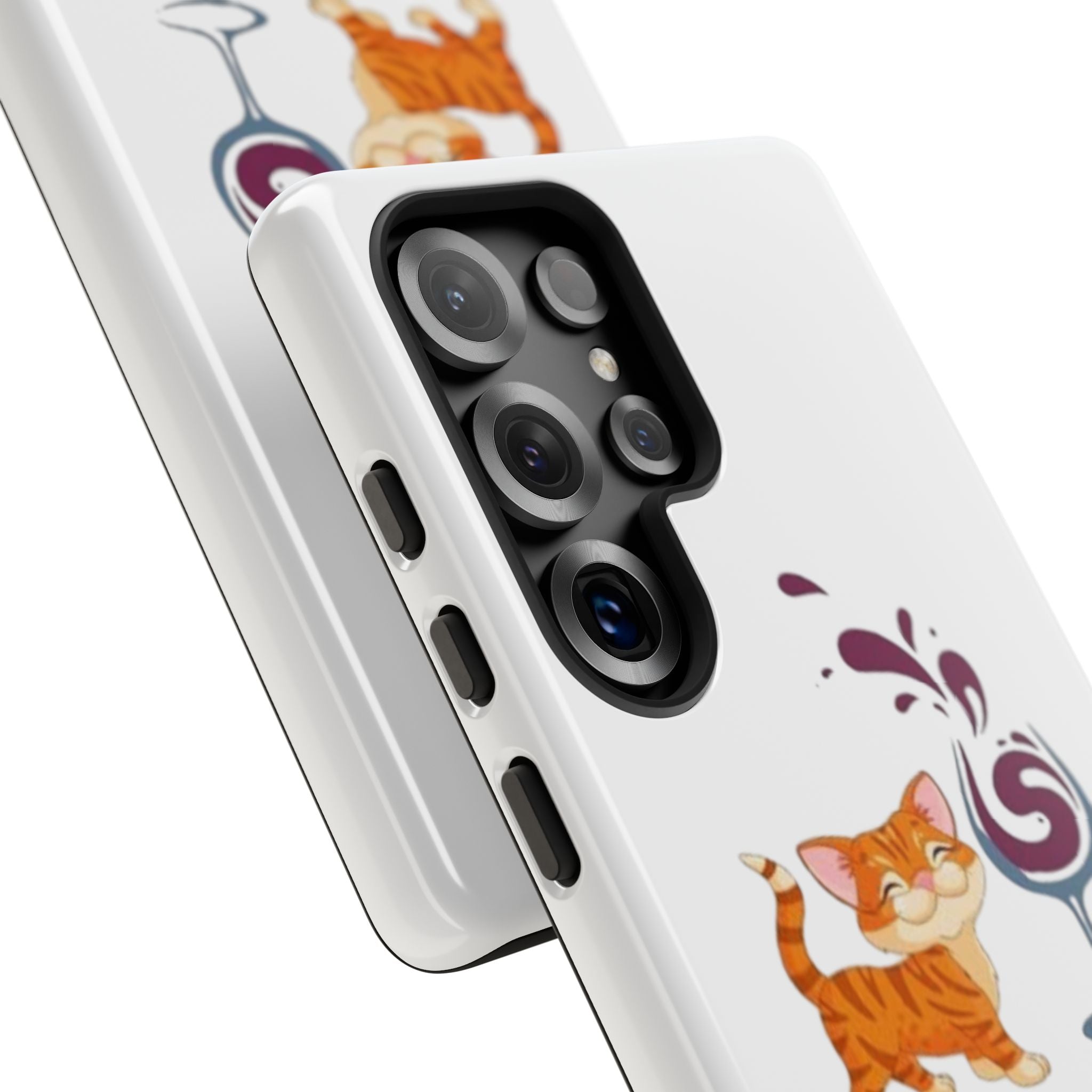 Cats & Wine Phone Case — Cute Orange Cat with Wine Glass Protective Case