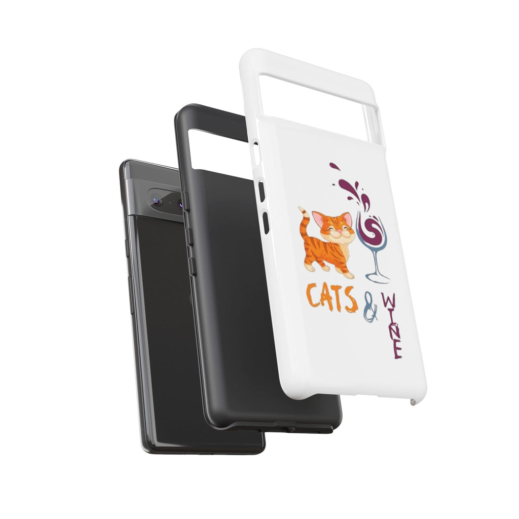 Cats & Wine Phone Case — Cute Orange Cat with Wine Glass Protective Case