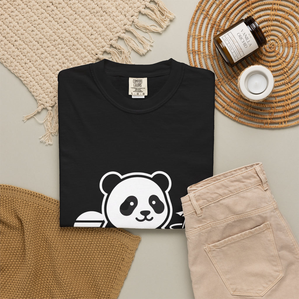 Panda Picnic T-Shirt — Cute Relaxing Panda Holding Drink Graphic Tee