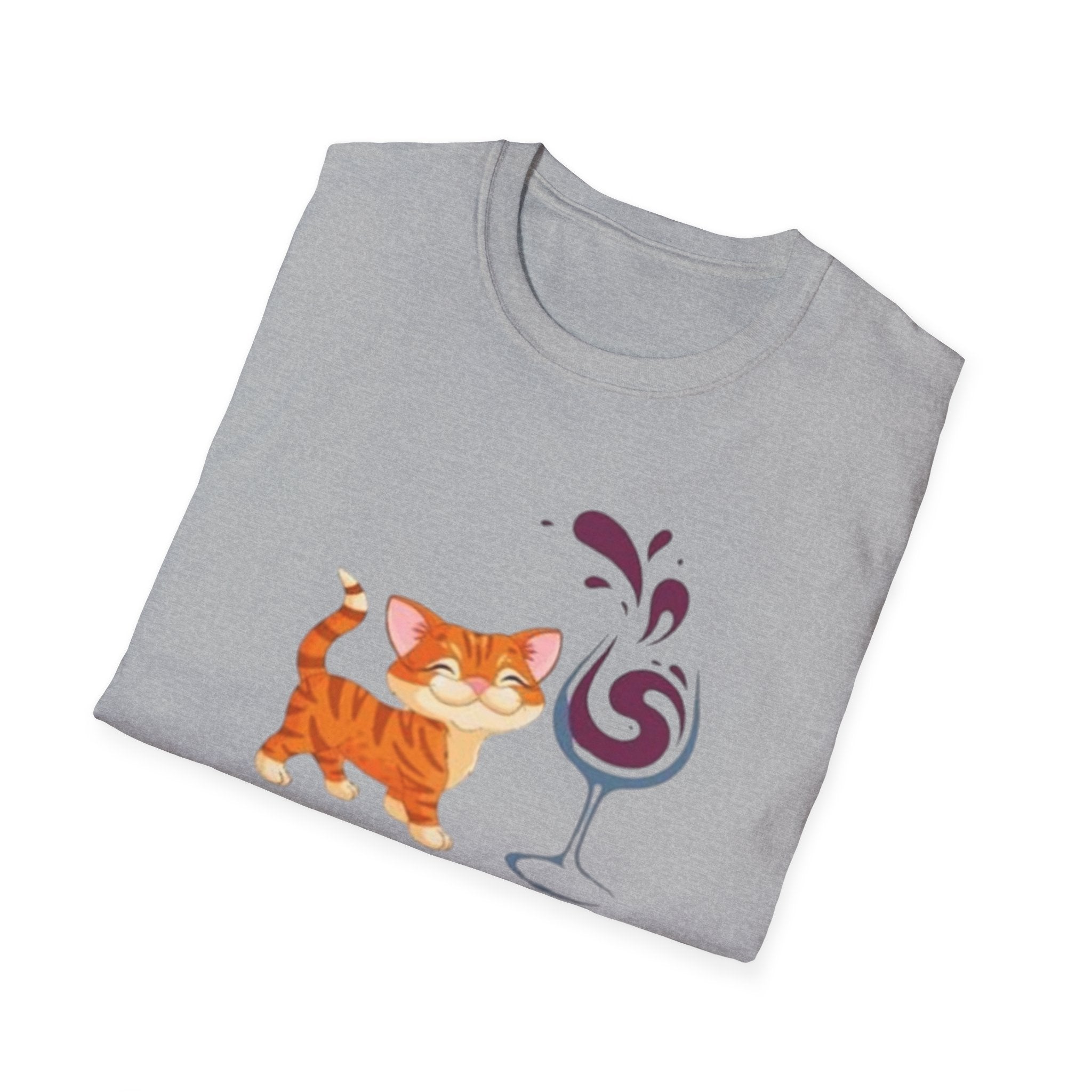 Cats & Wine T-Shirt — Cute Orange Cat with Wine Glass Graphic