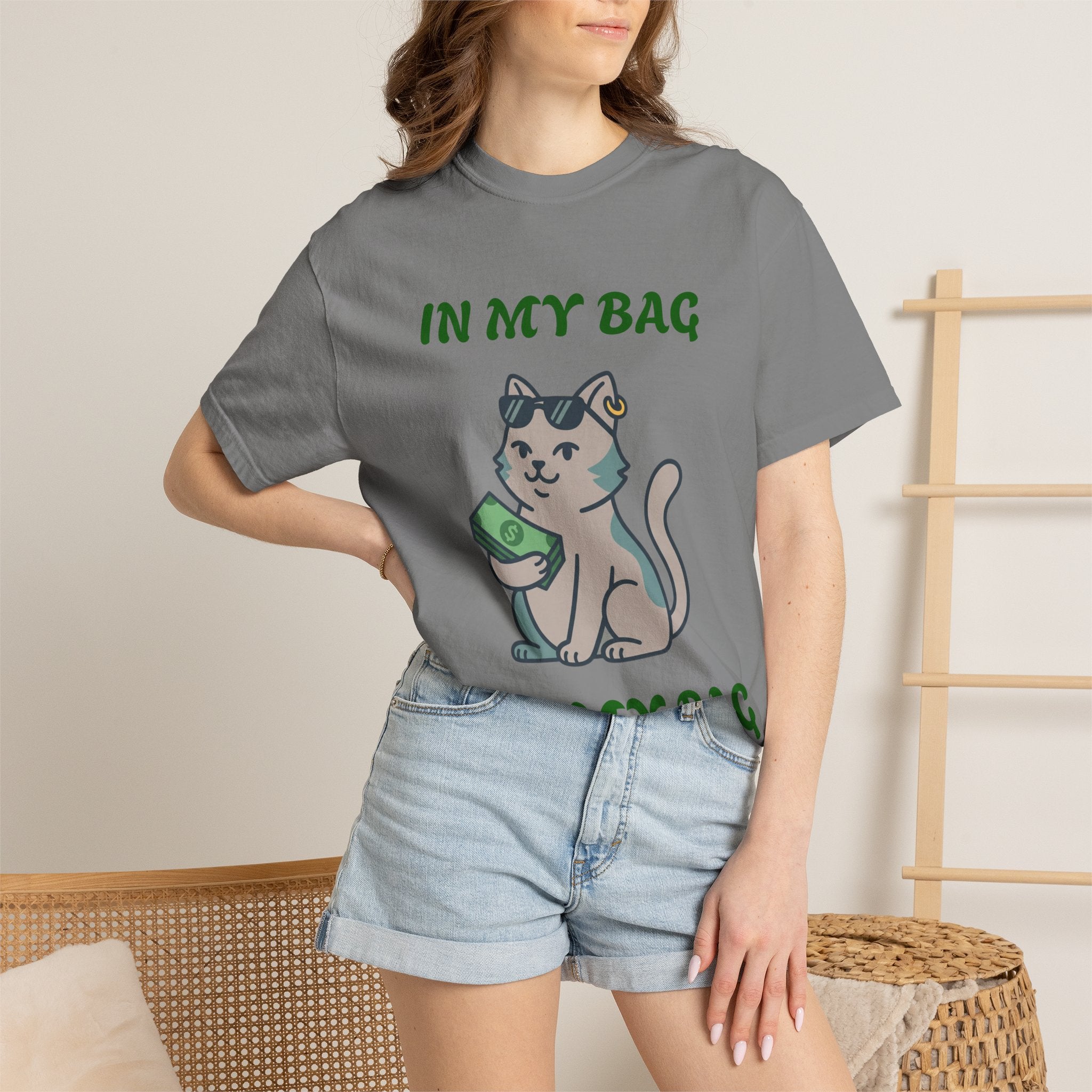 Cat Money T-Shirt — "In My Bag, Got My Bag" Graphic Tee