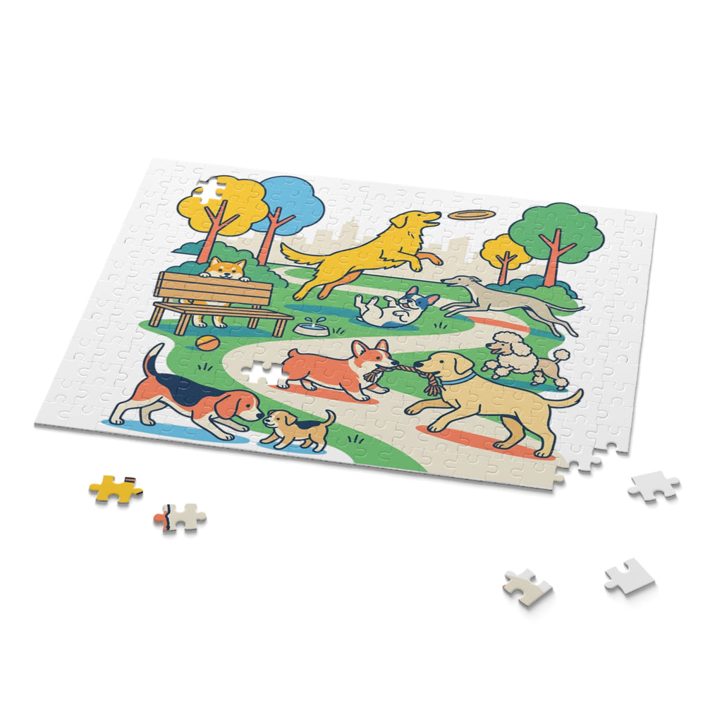 Dog Park Jigsaw Puzzle — Playful Dogs Scene (120/252 pcs)