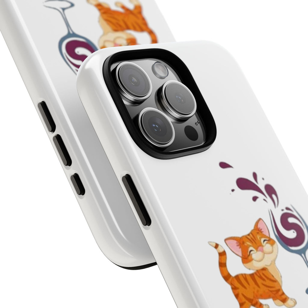 Cats & Wine Phone Case — Cute Orange Cat with Wine Glass Protective Case