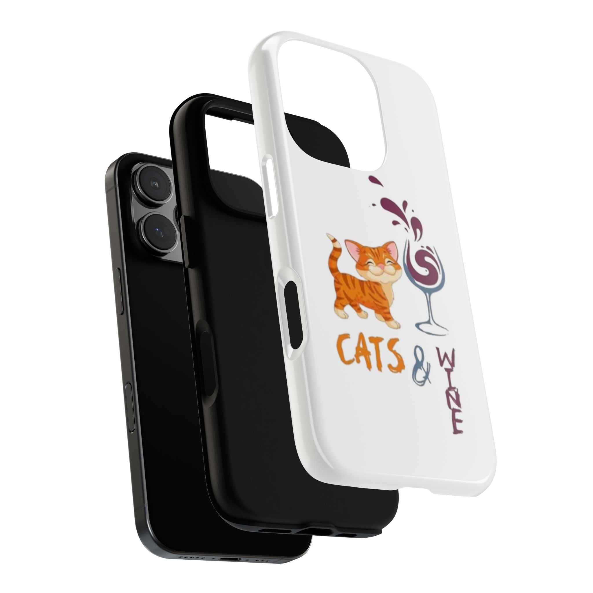 Cats & Wine Phone Case — Cute Orange Cat with Wine Glass Protective Case