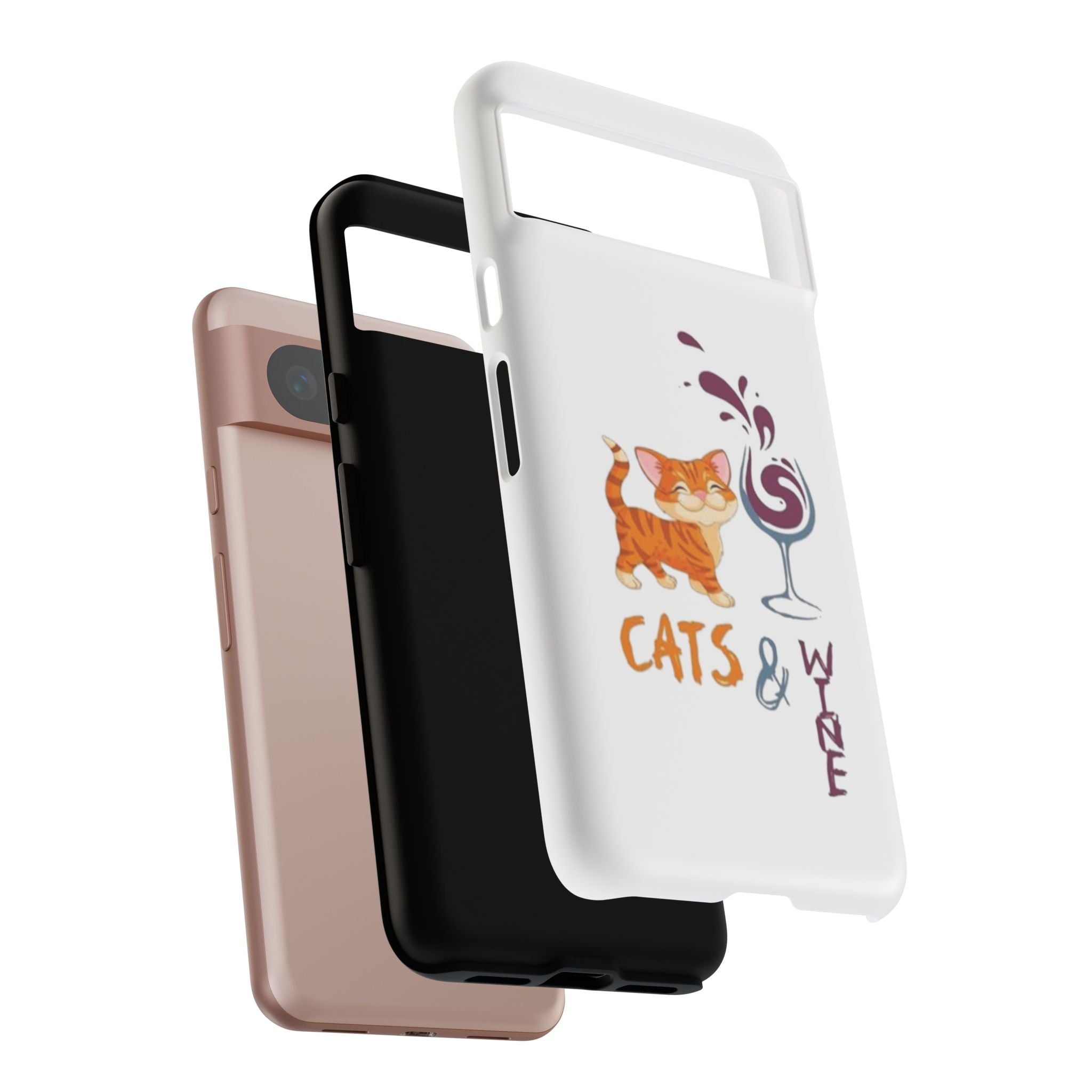 Cats & Wine Phone Case — Cute Orange Cat with Wine Glass Protective Case