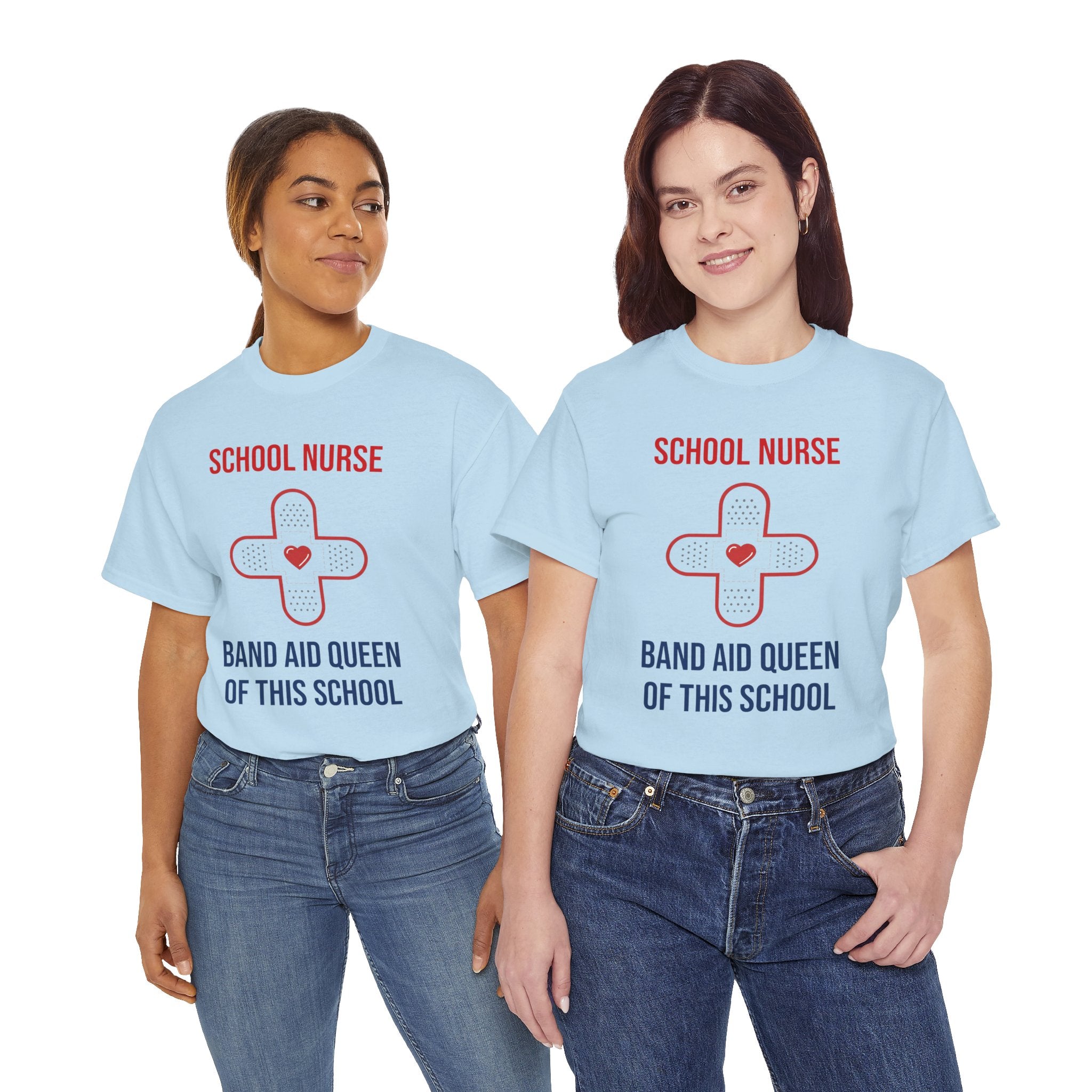 School Nurse T-Shirt – “Band Aid Queen of This School” Cotton Tee