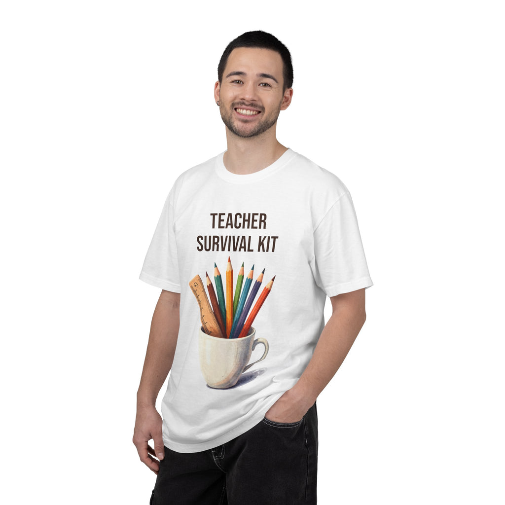 Teacher Survival Kit T-Shirt — Cute Pencil & Mug Graphic Tee for Teachers, Back-to-School Gift