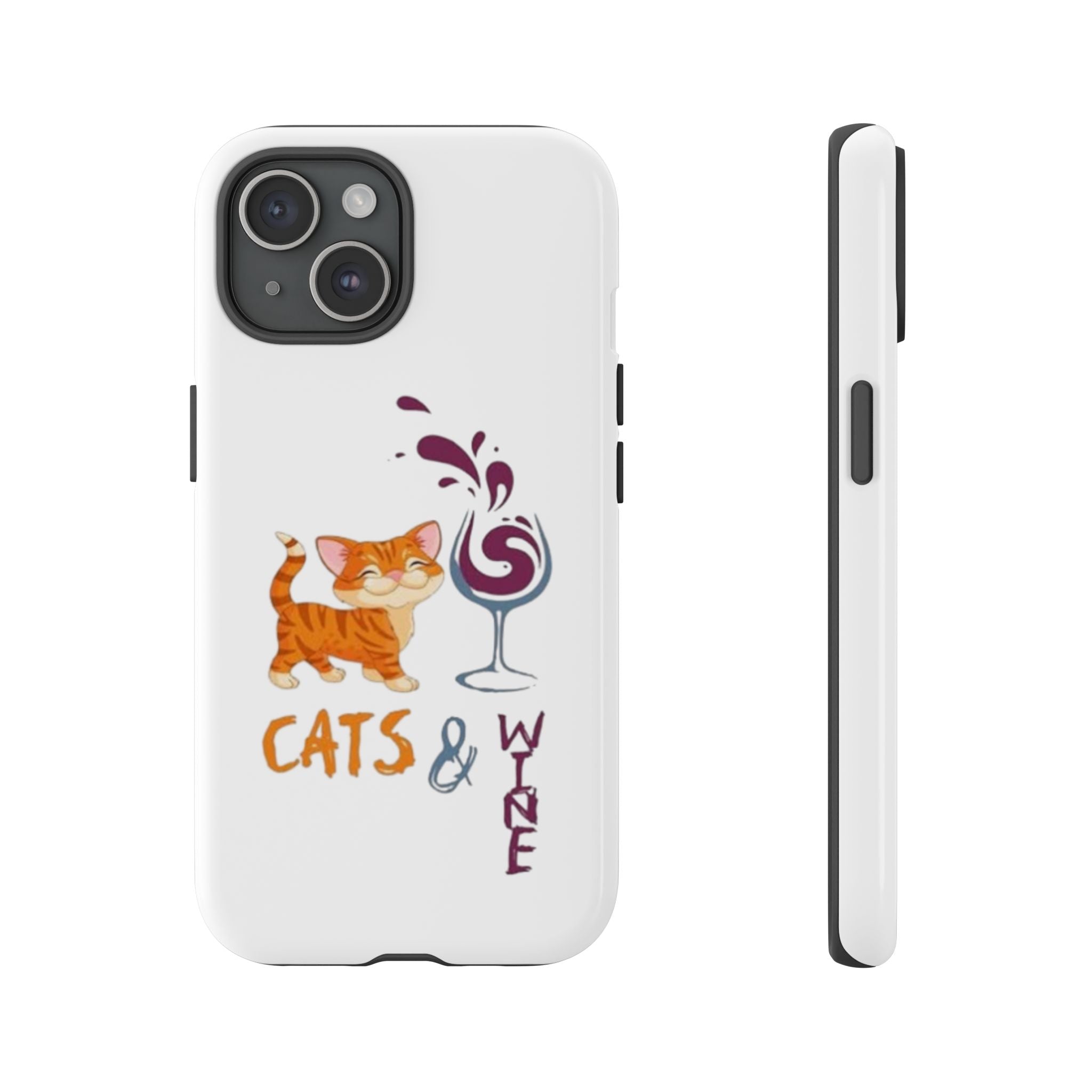 Cats & Wine Phone Case — Cute Orange Cat with Wine Glass Protective Case