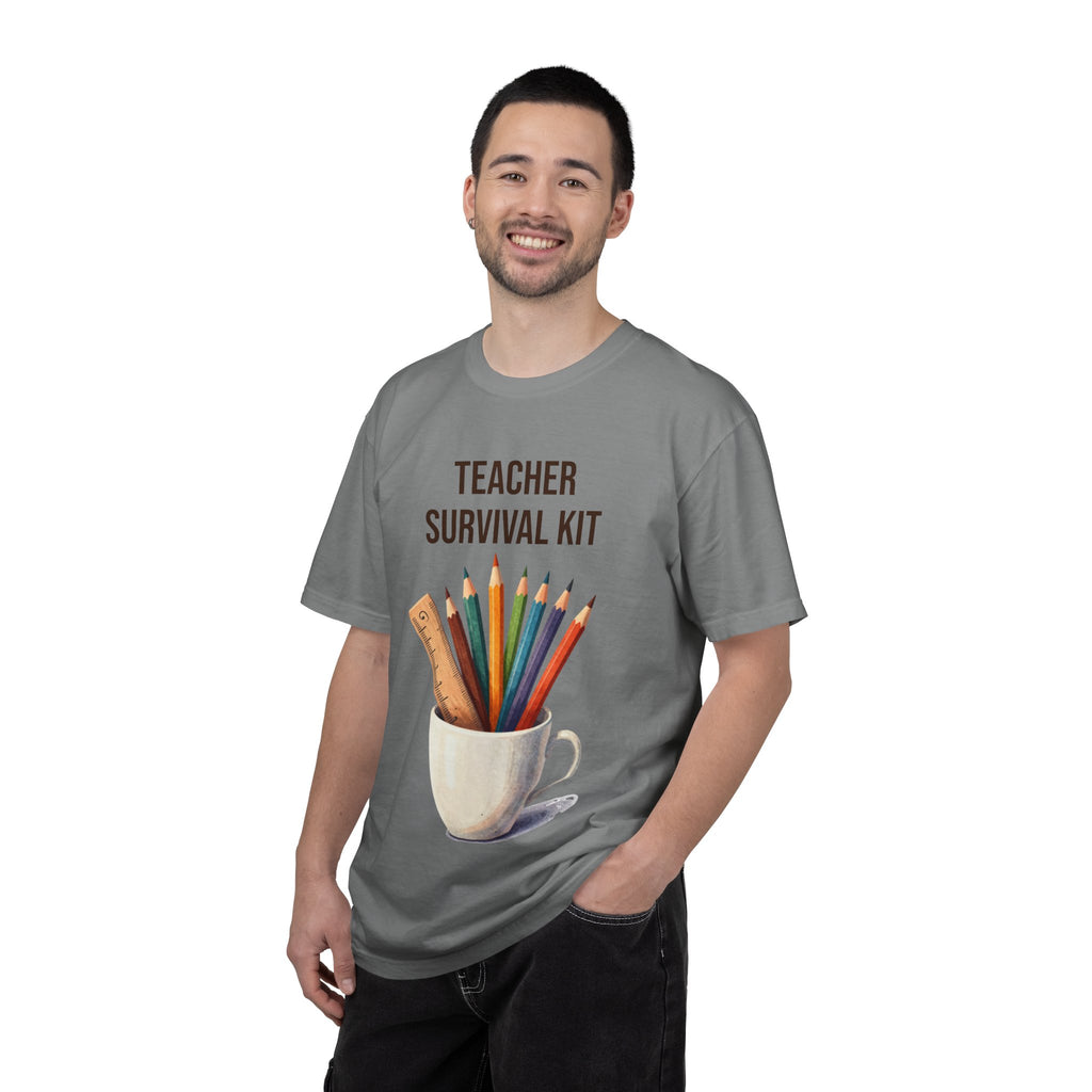 Teacher Survival Kit T-Shirt — Cute Pencil & Mug Graphic Tee for Teachers, Back-to-School Gift