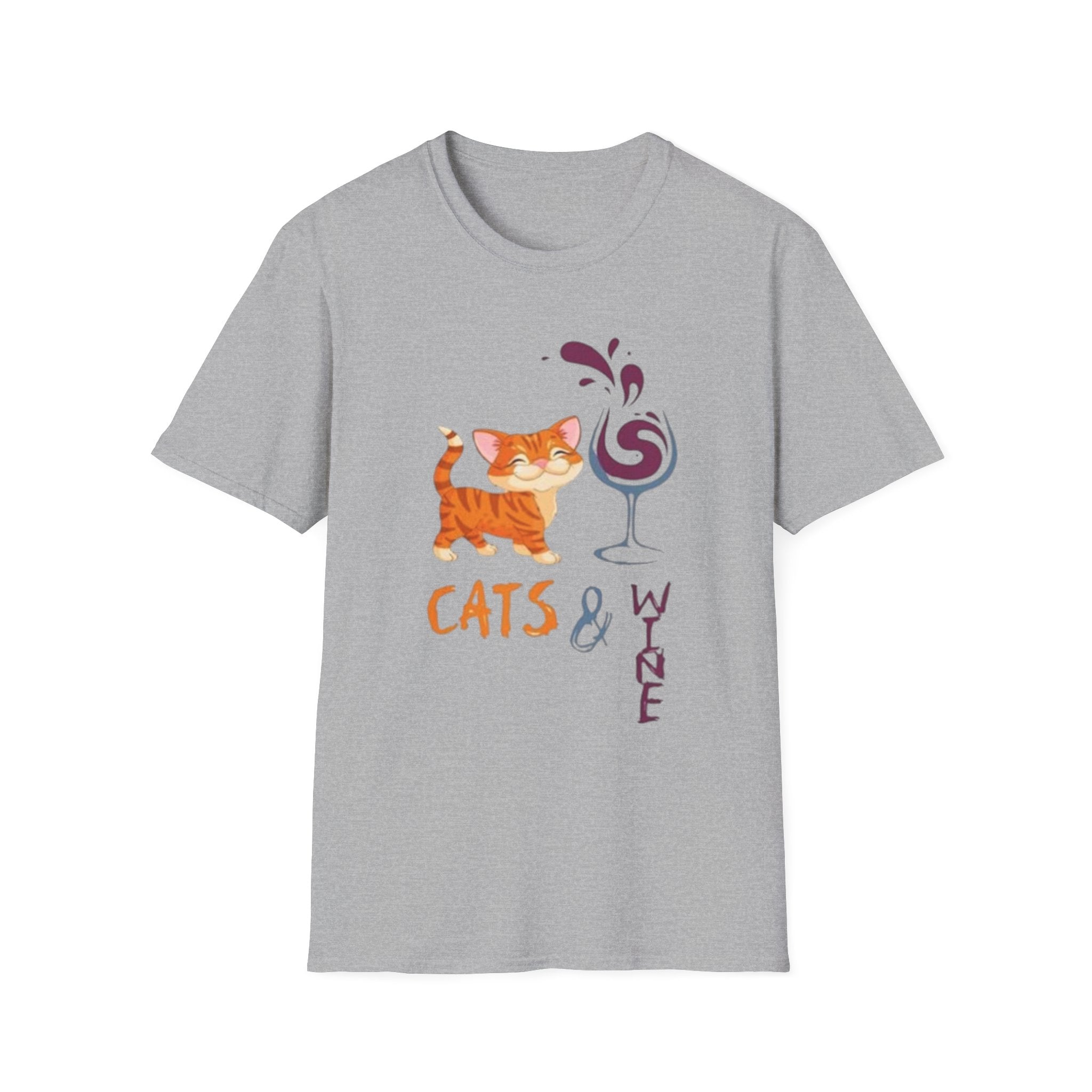 Cats & Wine T-Shirt — Cute Orange Cat with Wine Glass Graphic