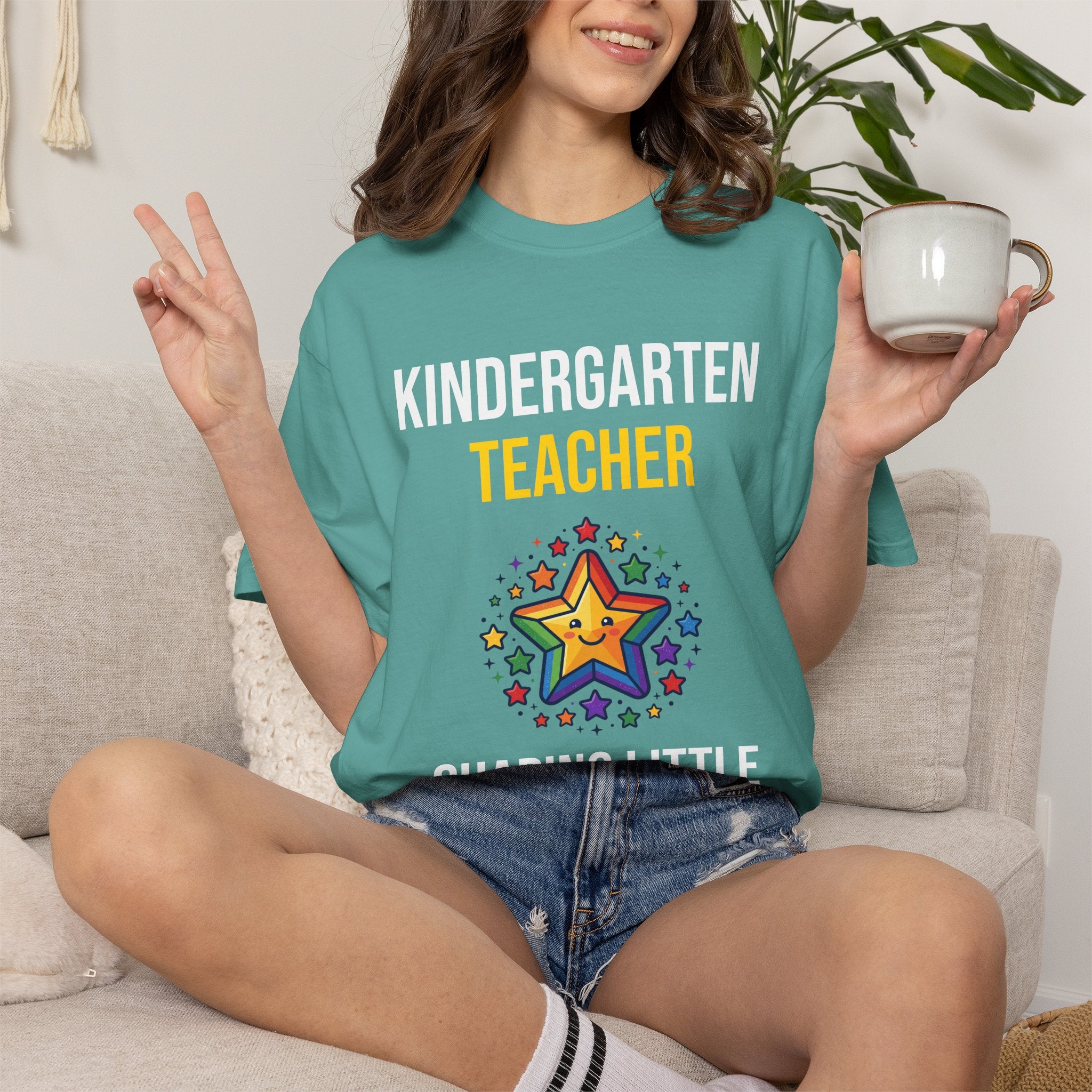 Kindergarten Teacher T-Shirt - "Shaping Little Minds Daily" Cute Star Design