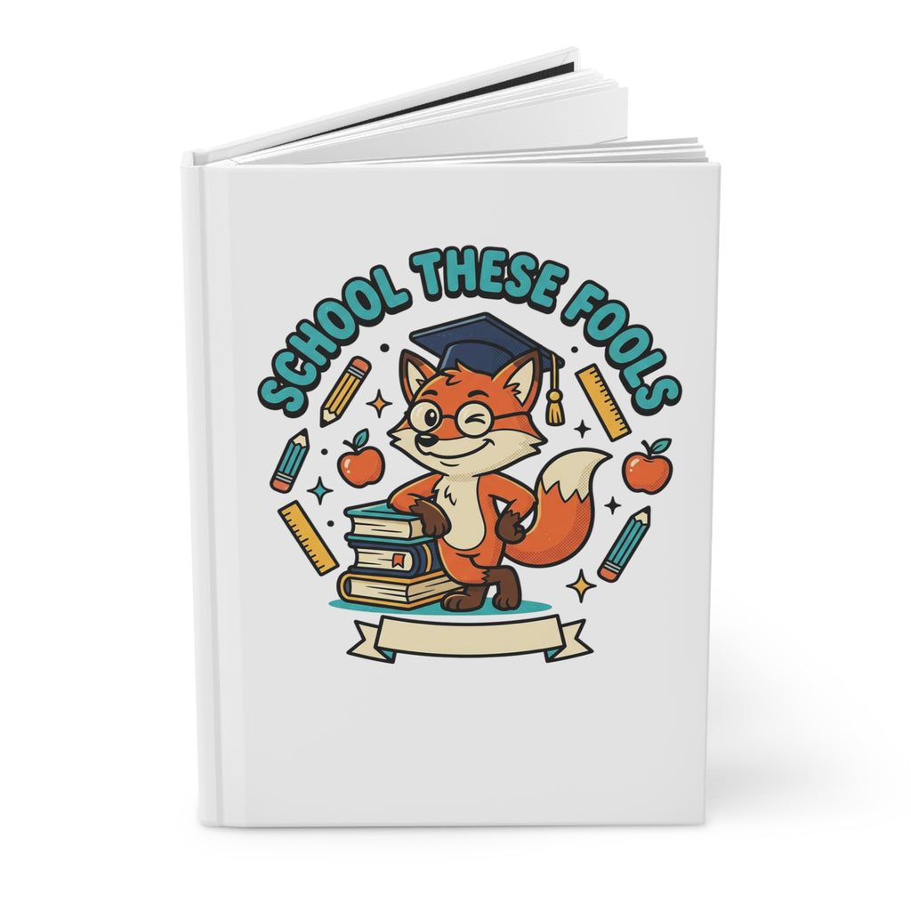 Hardcover Journal — "School These Fools" Fox & "Knowledge Is Key" Educational Notebook