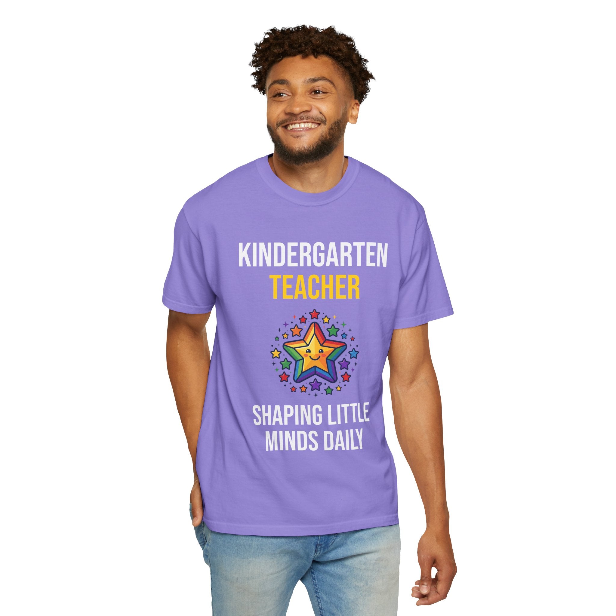 Kindergarten Teacher T-Shirt - "Shaping Little Minds Daily" Cute Star Design