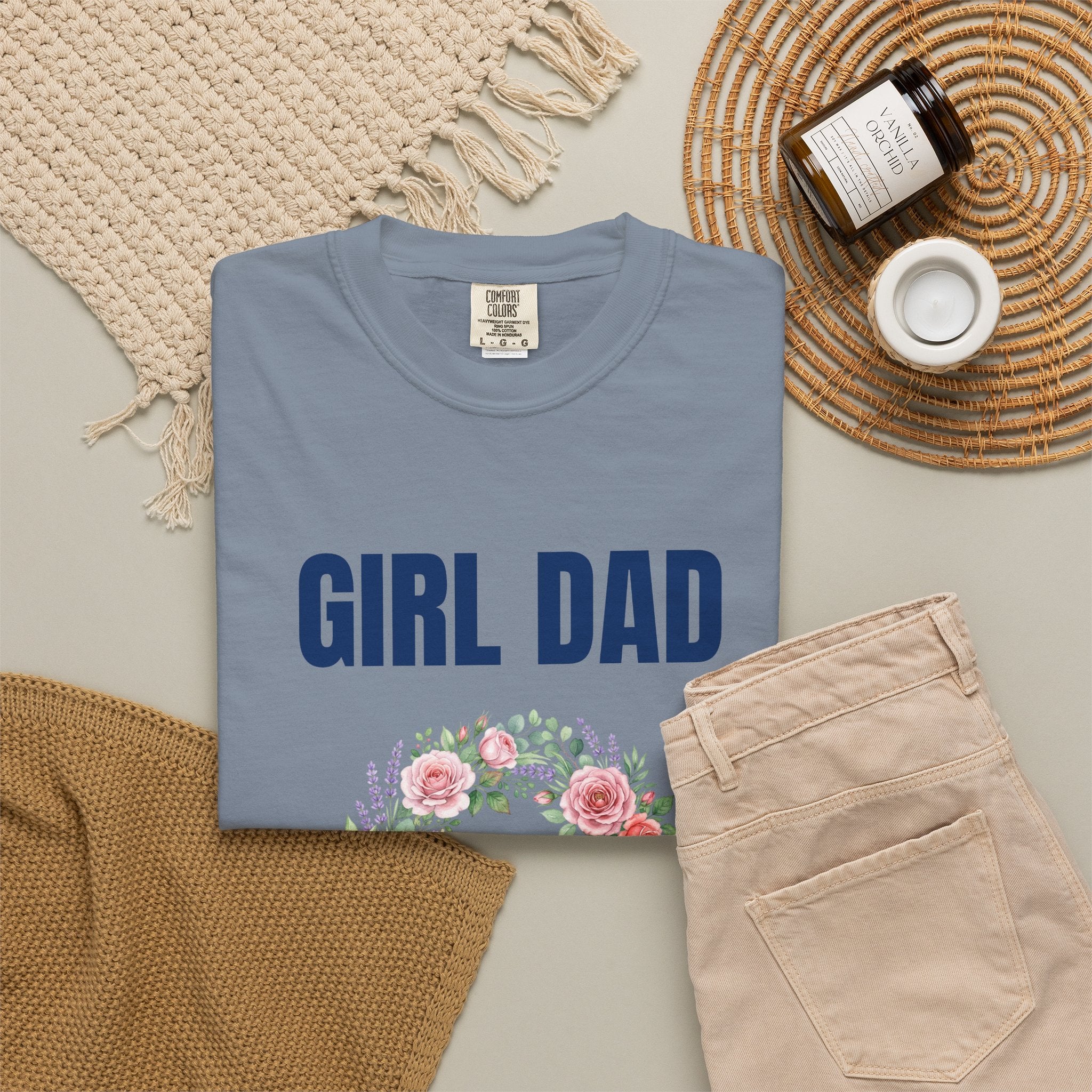 Girl Dad Floral Wreath T-Shirt — Proud Girl Dad Father's Day Gift Tee