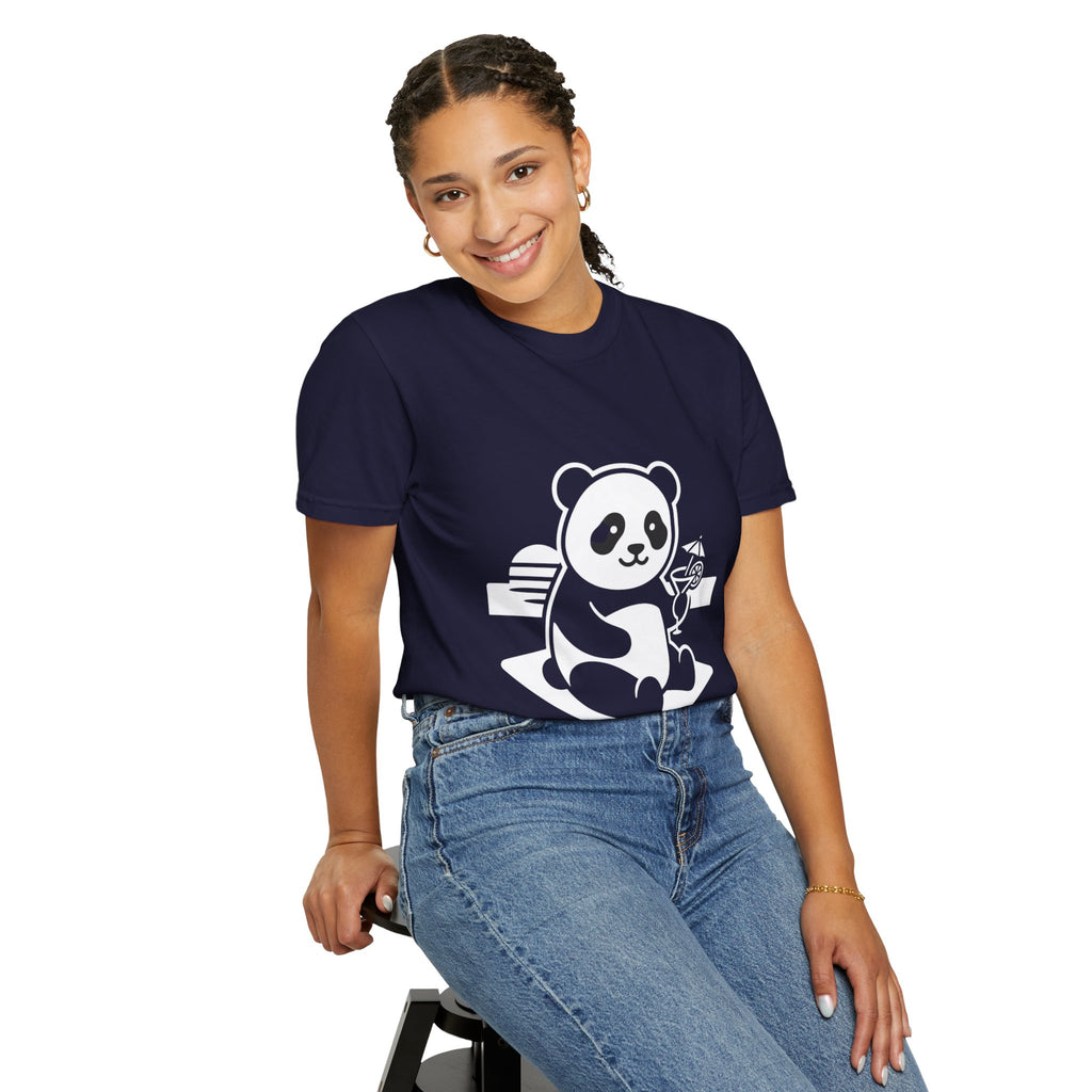 Panda Picnic T-Shirt — Cute Relaxing Panda Holding Drink Graphic Tee