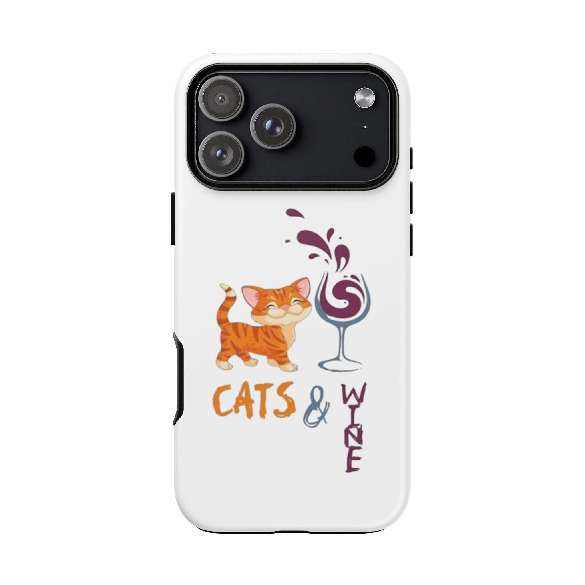 Cats & Wine Phone Case — Cute Orange Cat with Wine Glass Protective Case