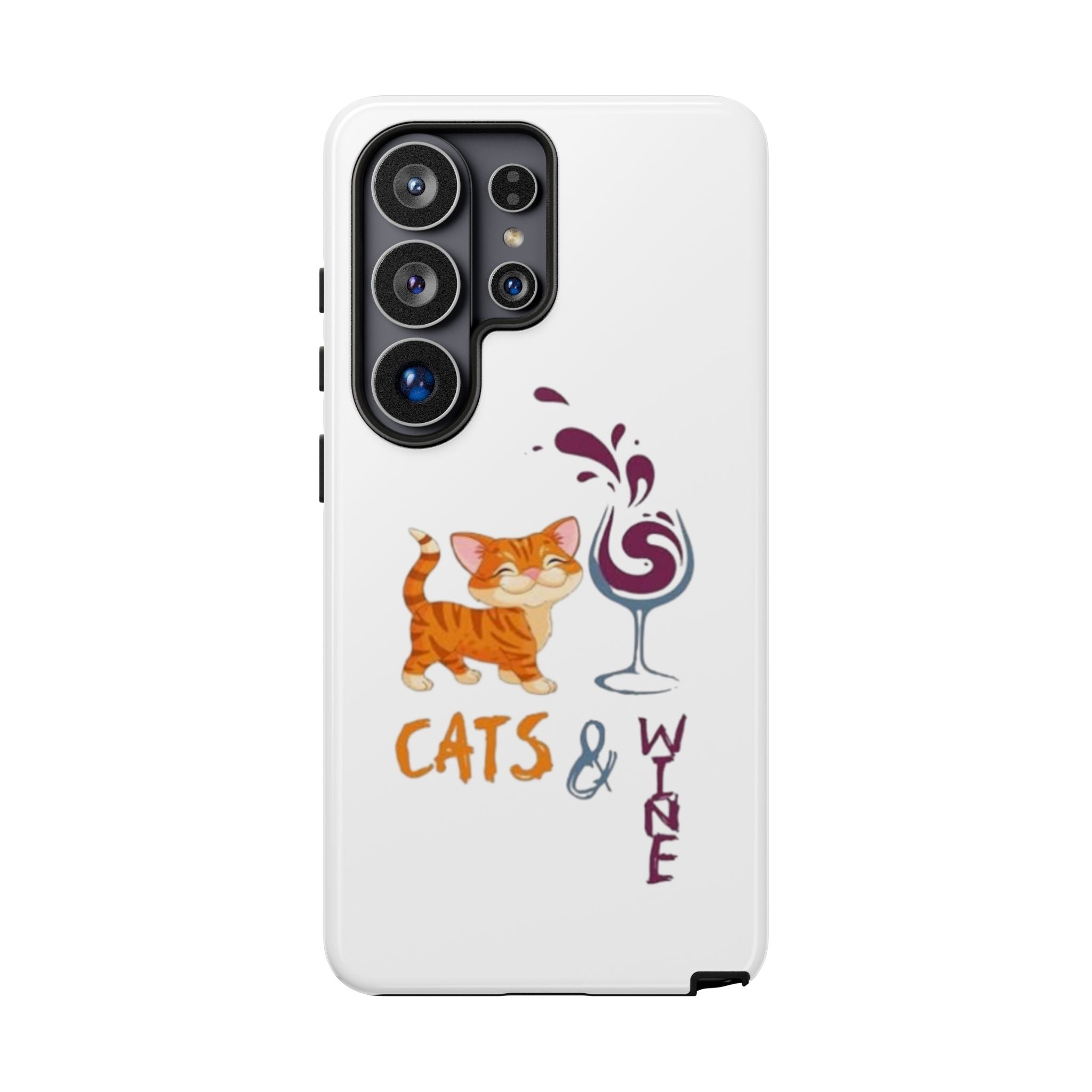 Cats & Wine Phone Case — Cute Orange Cat with Wine Glass Protective Case