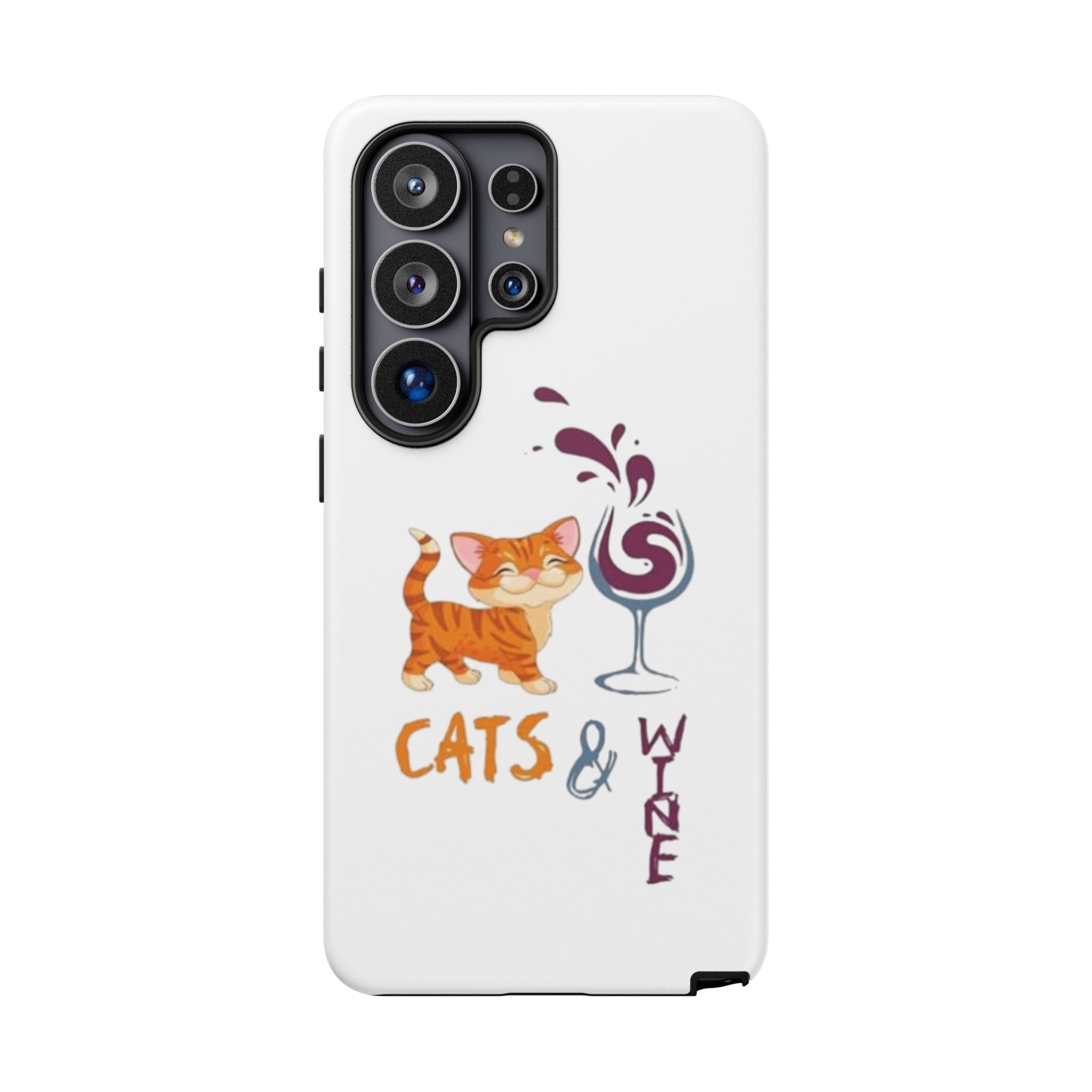 Cats & Wine Phone Case — Cute Orange Cat with Wine Glass Protective Case