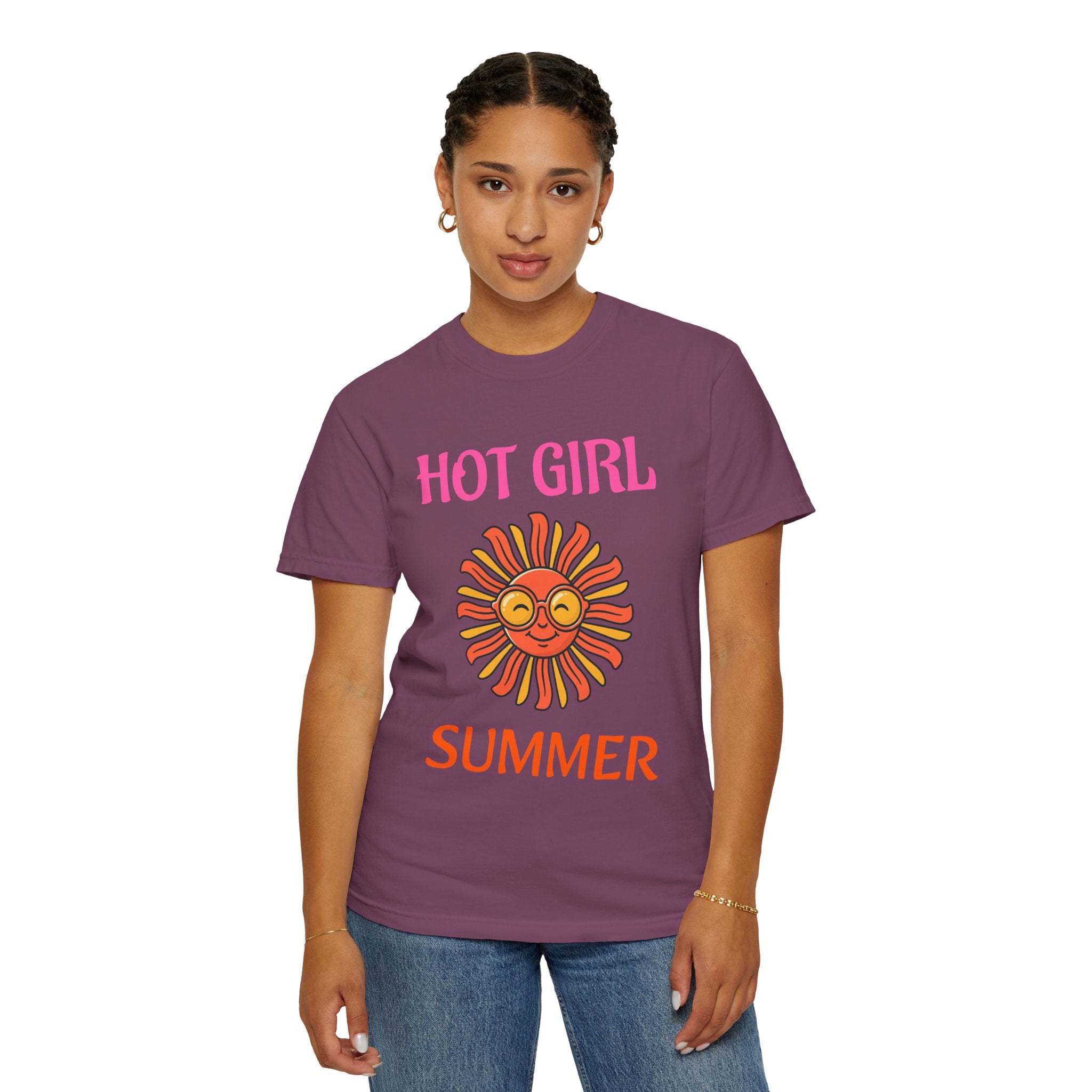 Hot Girl Summer T-Shirt — Retro Smiling Sun Graphic Tee