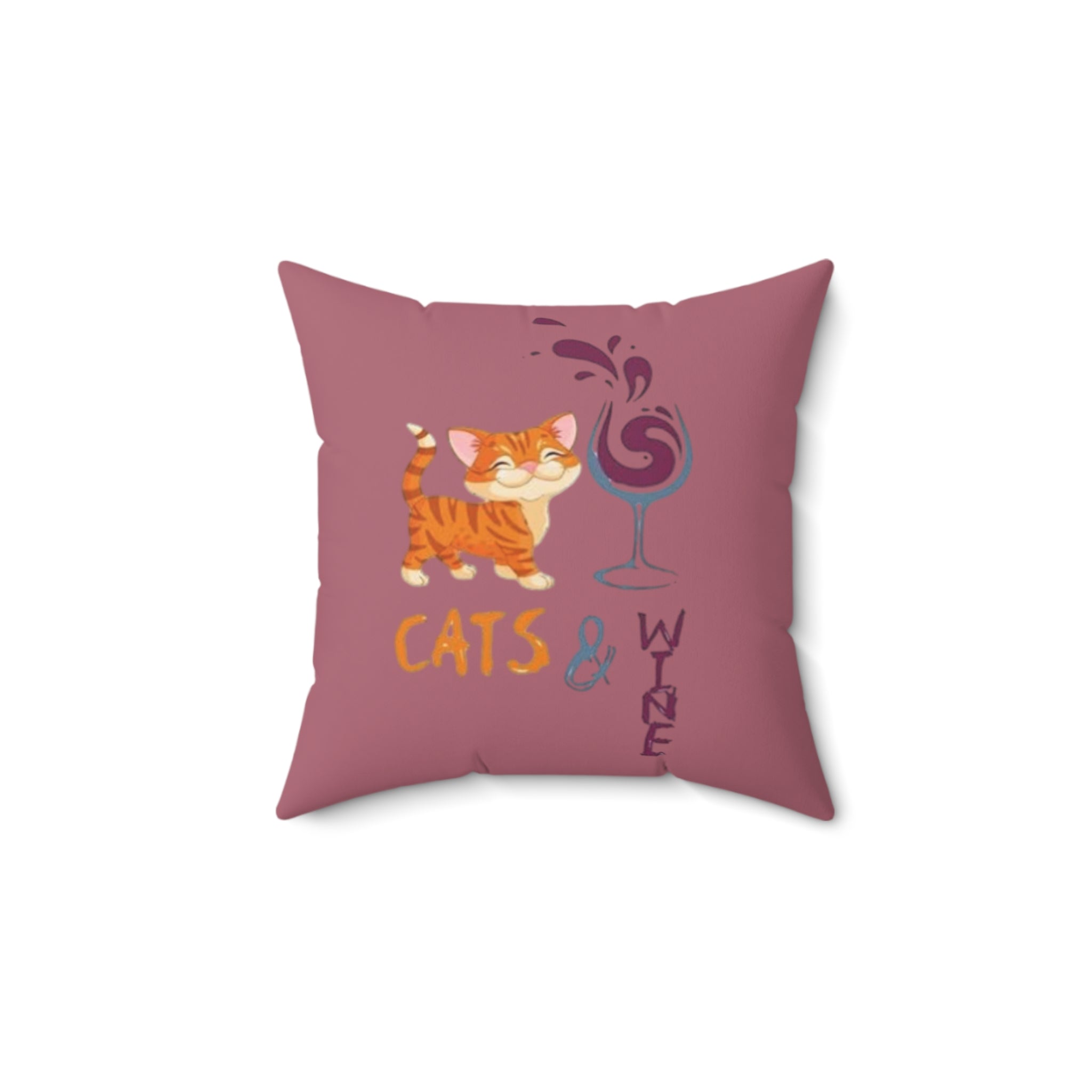 Cats and Wine Throw Pillow — Funny Cat Mom Wine Lover Home Decor Gift