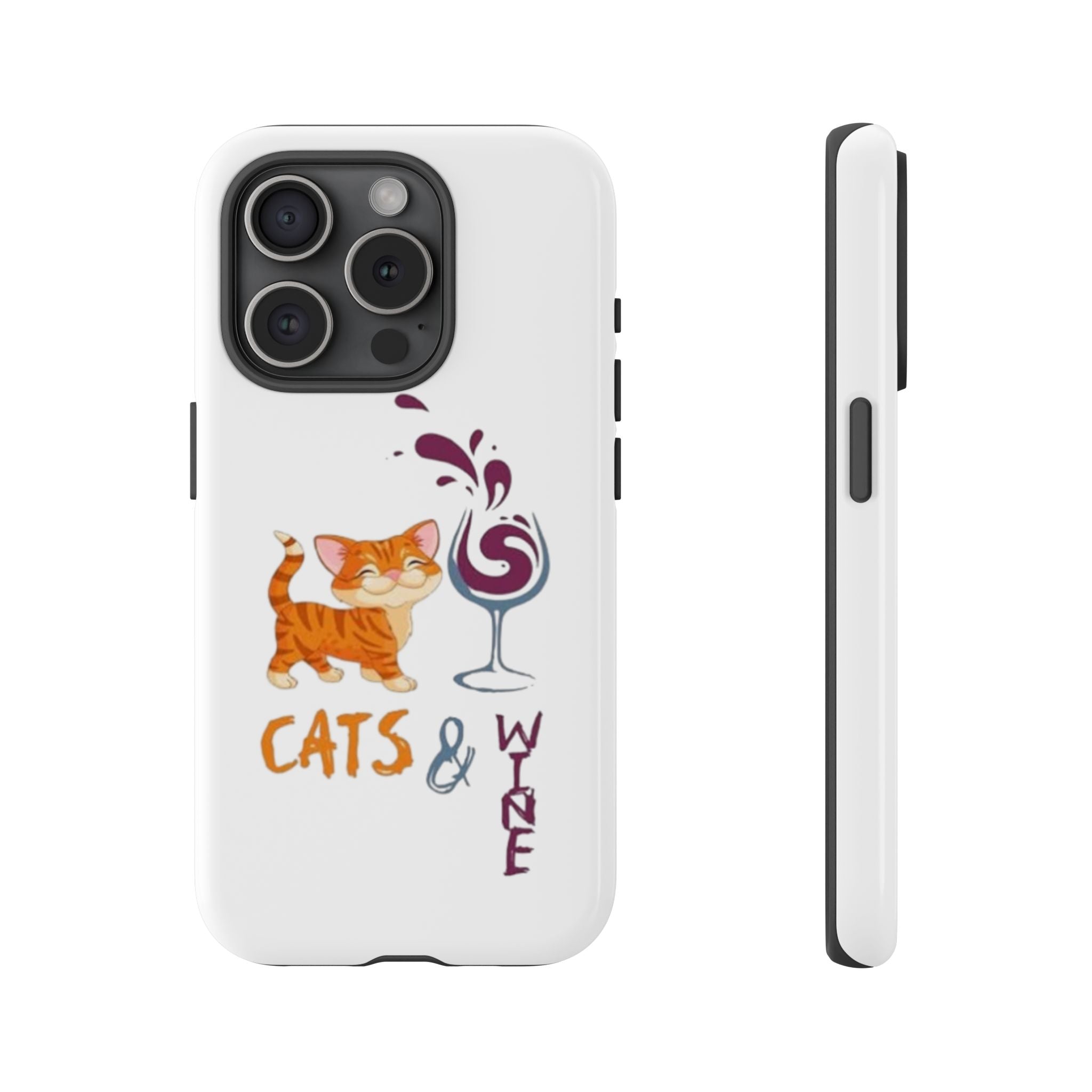 Cats & Wine Phone Case — Cute Orange Cat with Wine Glass Protective Case