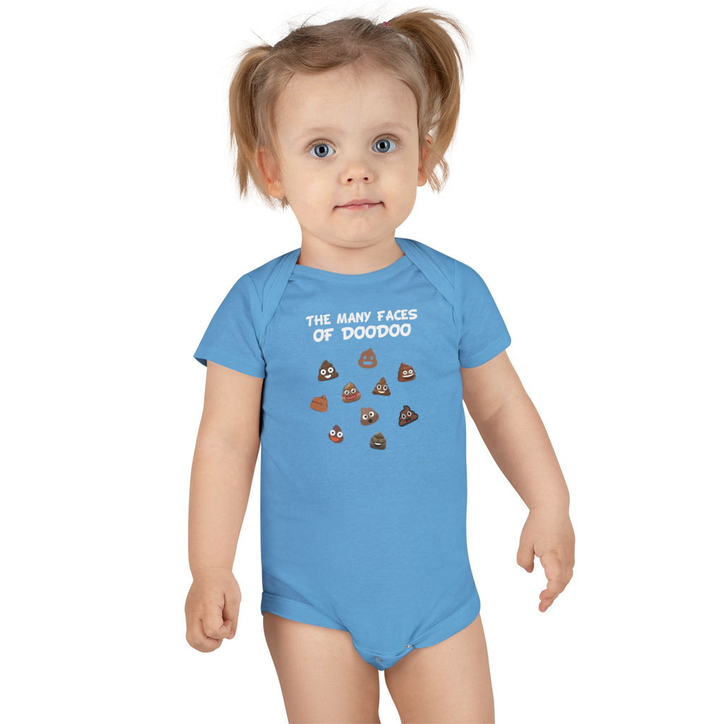 Happy Poop Emoji Baby Onesie® — Cute Doodoo Faces Short Sleeve