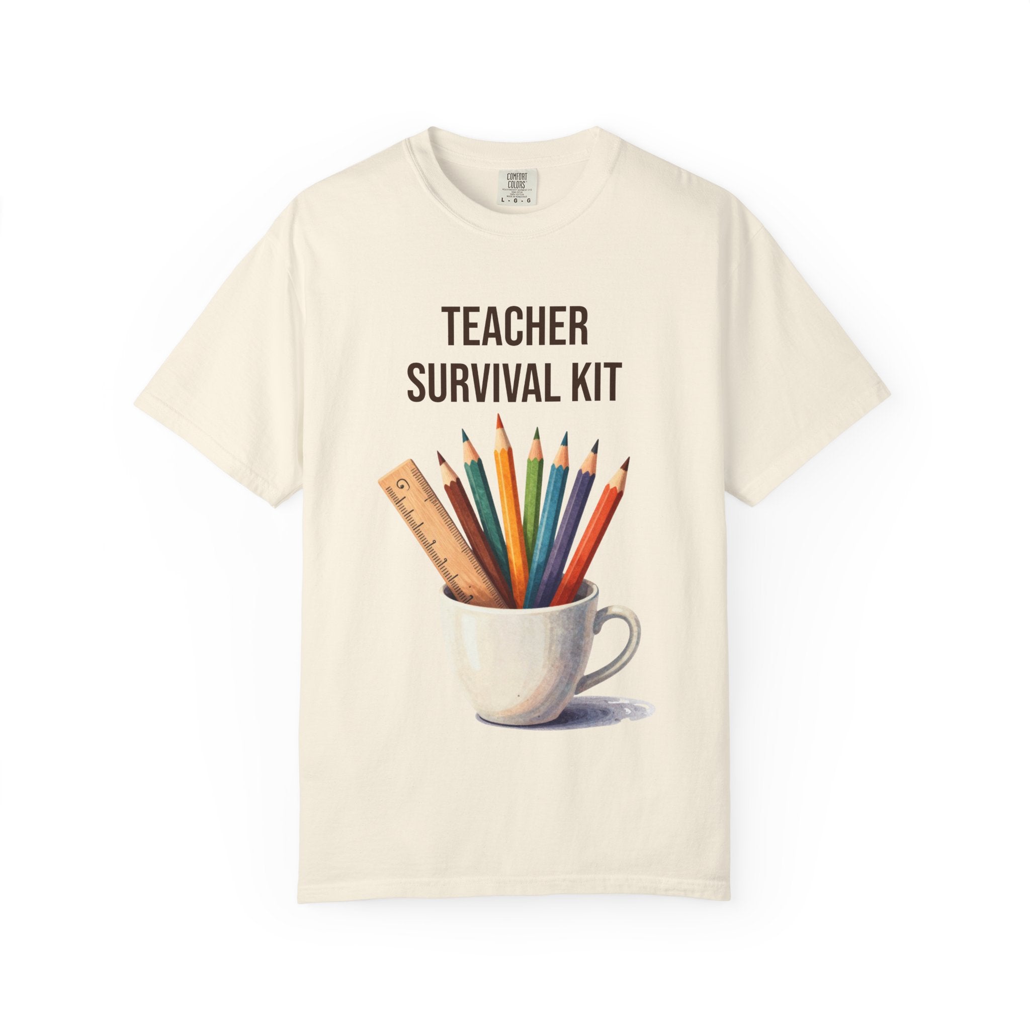 Teacher Survival Kit T-Shirt — Cute Pencil & Mug Graphic Tee for Teachers, Back-to-School Gift