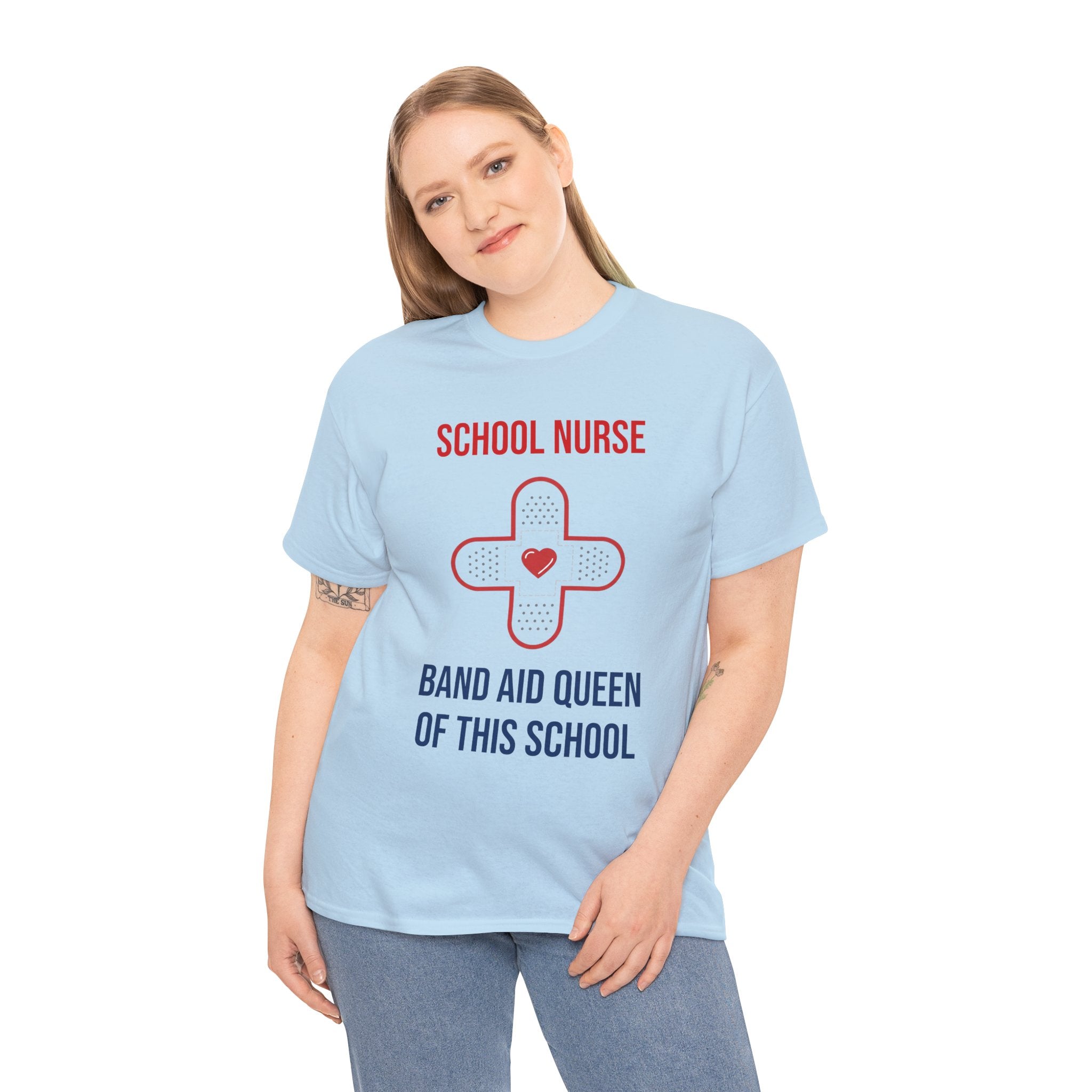School Nurse T-Shirt – “Band Aid Queen of This School” Cotton Tee
