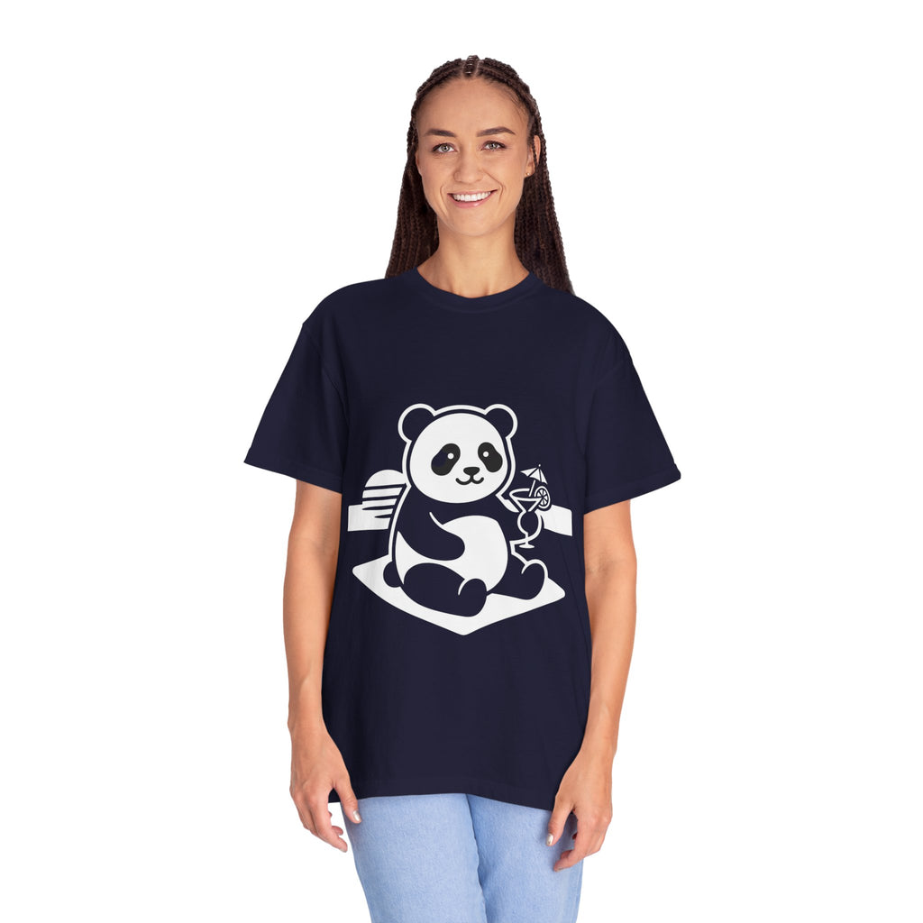 Panda Picnic T-Shirt — Cute Relaxing Panda Holding Drink Graphic Tee