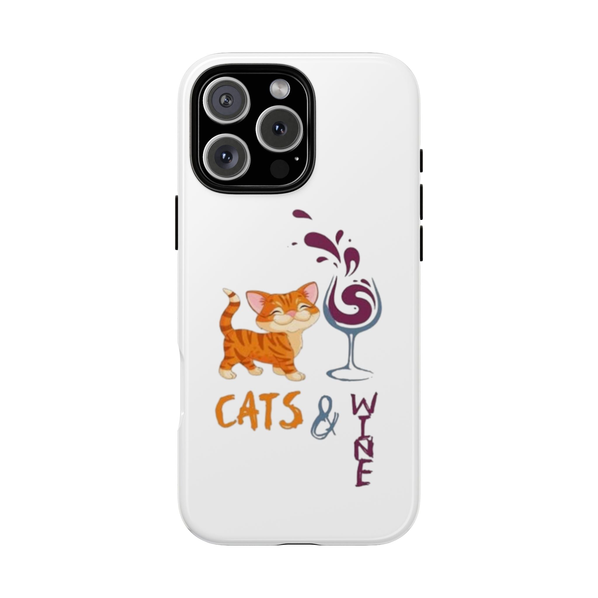 Cats & Wine Phone Case — Cute Orange Cat with Wine Glass Protective Case