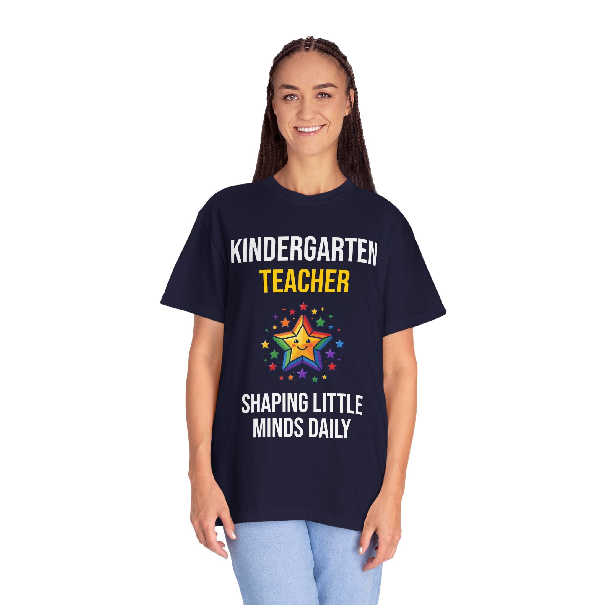 Kindergarten Teacher T-Shirt - "Shaping Little Minds Daily" Cute Star Design