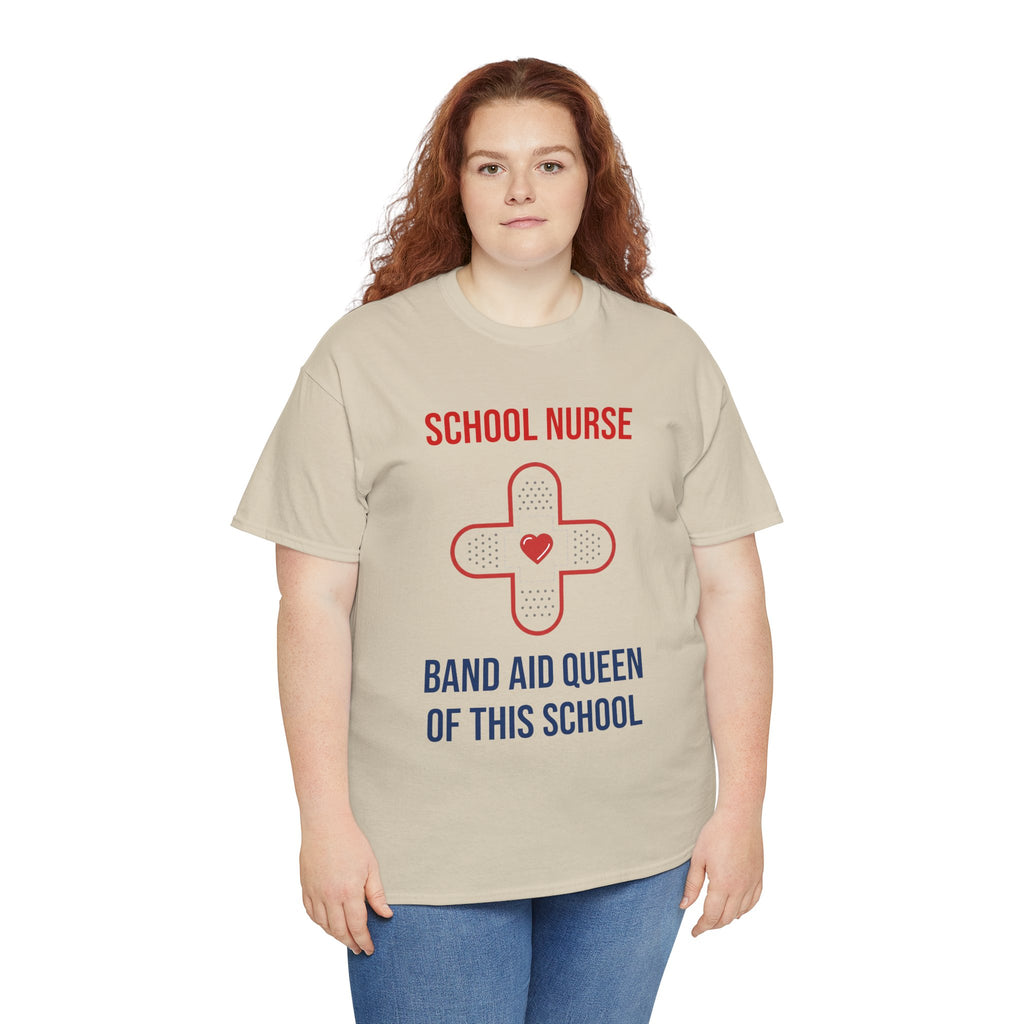 School Nurse T-Shirt – “Band Aid Queen of This School” Cotton Tee