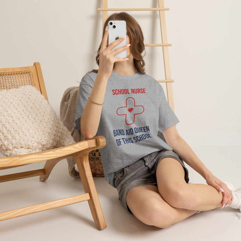 School Nurse T-Shirt – “Band Aid Queen of This School” Cotton Tee