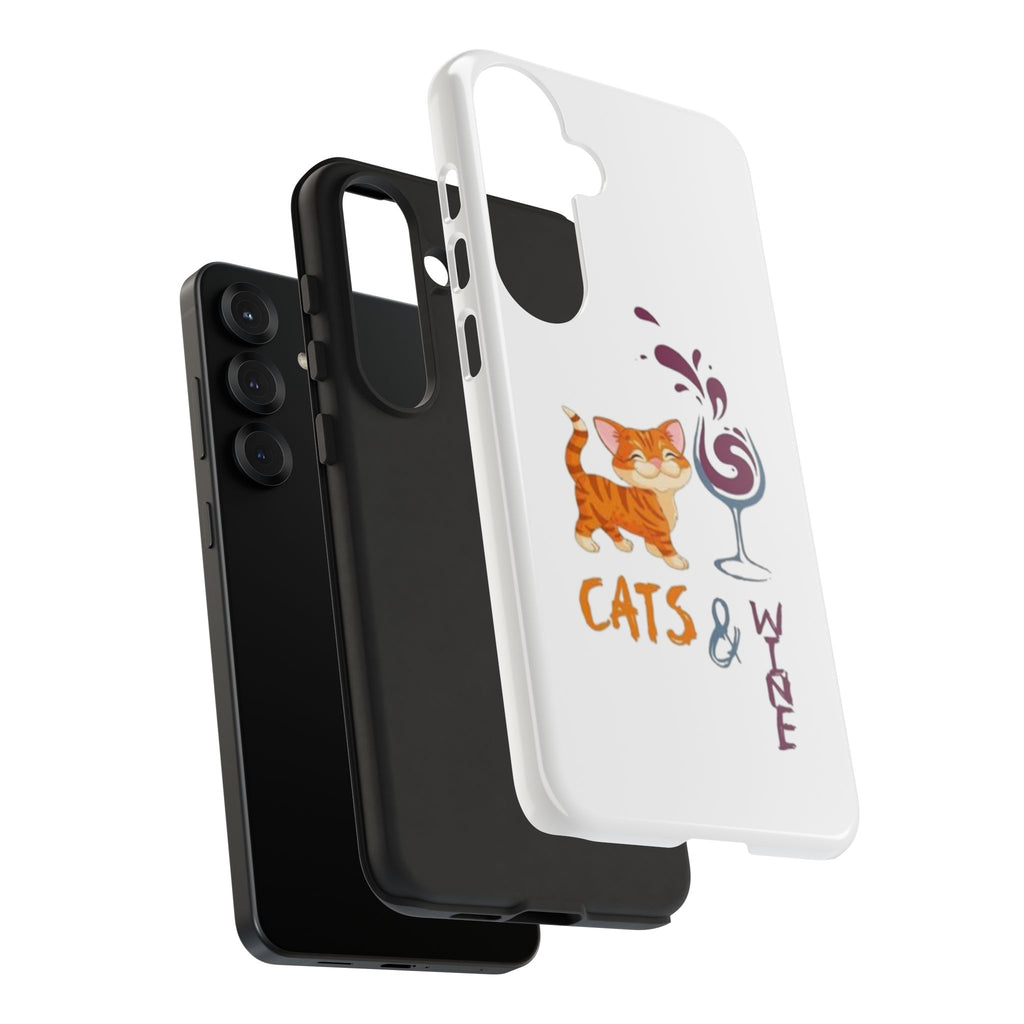 Cats & Wine Phone Case — Cute Orange Cat with Wine Glass Protective Case