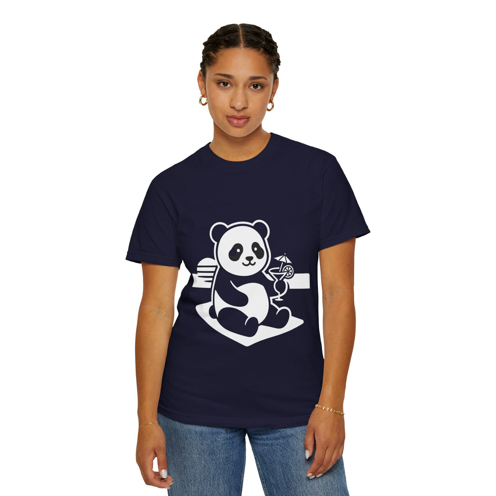Panda Picnic T-Shirt — Cute Relaxing Panda Holding Drink Graphic Tee