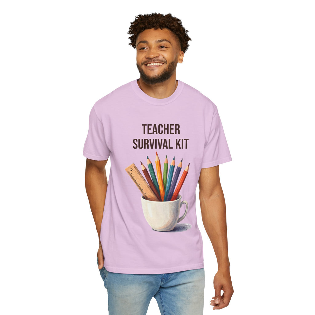 Teacher Survival Kit T-Shirt — Cute Pencil & Mug Graphic Tee for Teachers, Back-to-School Gift