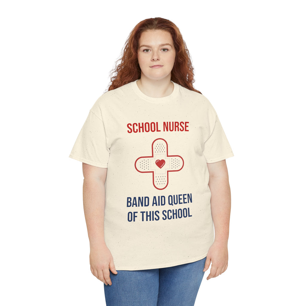 School Nurse T-Shirt – “Band Aid Queen of This School” Cotton Tee