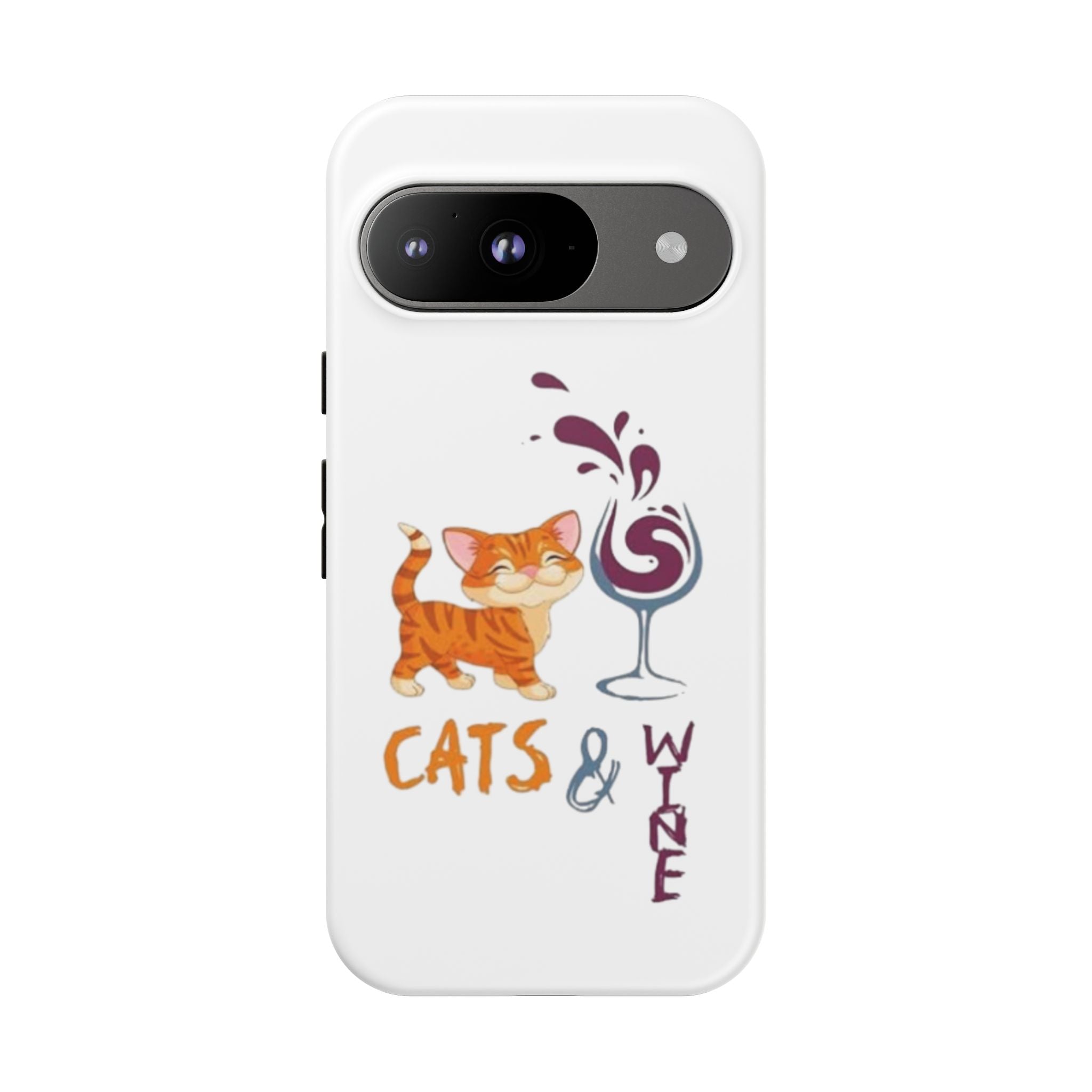 Cats & Wine Phone Case — Cute Orange Cat with Wine Glass Protective Case