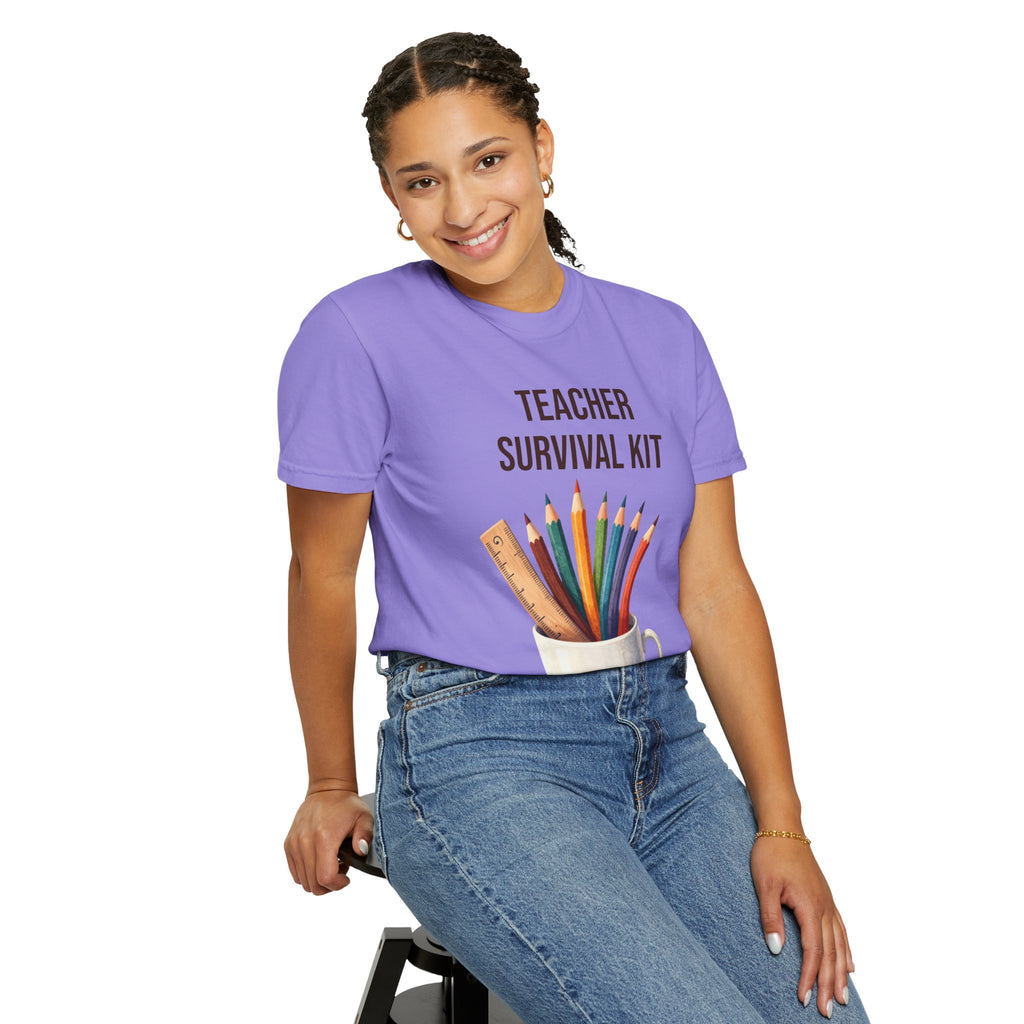 Teacher Survival Kit T-Shirt — Cute Pencil & Mug Graphic Tee for Teachers, Back-to-School Gift