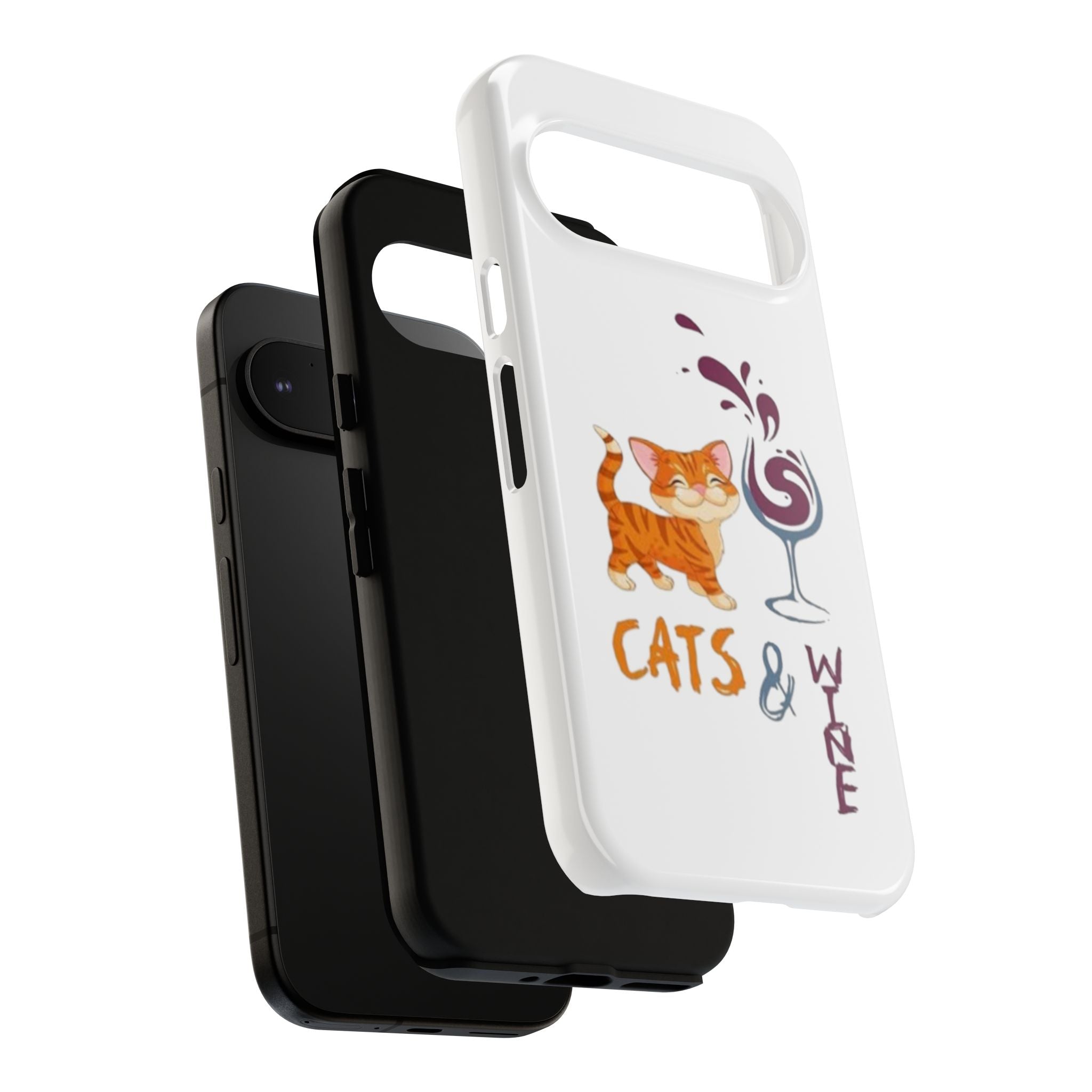 Cats & Wine Phone Case — Cute Orange Cat with Wine Glass Protective Case